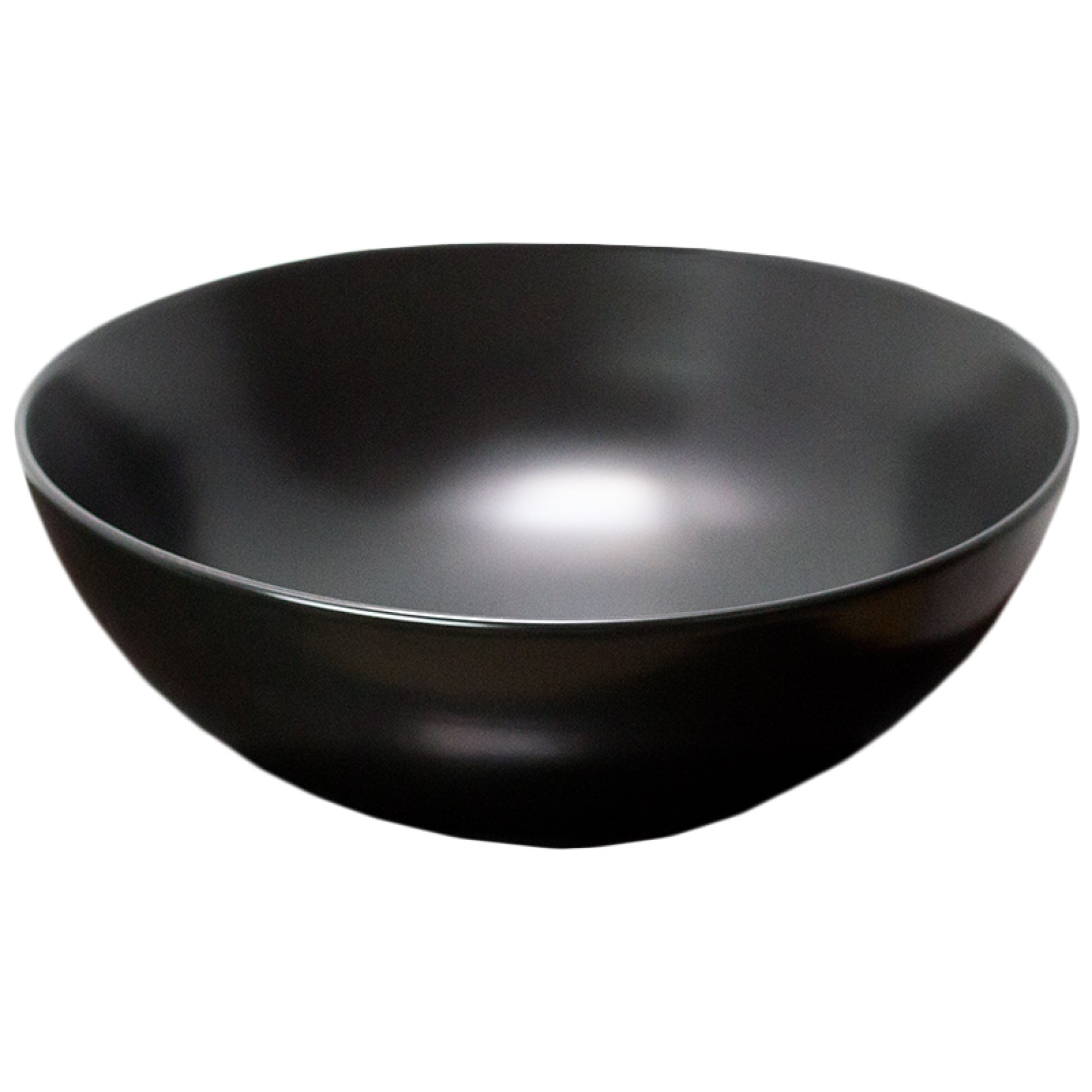 16.34-in. x 16.34-in. Round Bathroom Vessel Sink Black Enamel Glaze