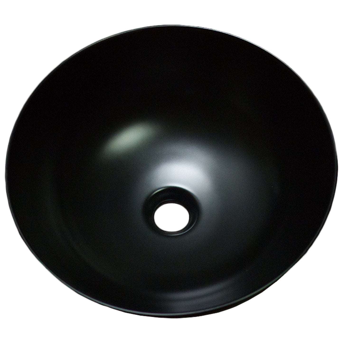 16.34-in. x 16.34-in. Round Bathroom Vessel Sink Black Enamel Glaze