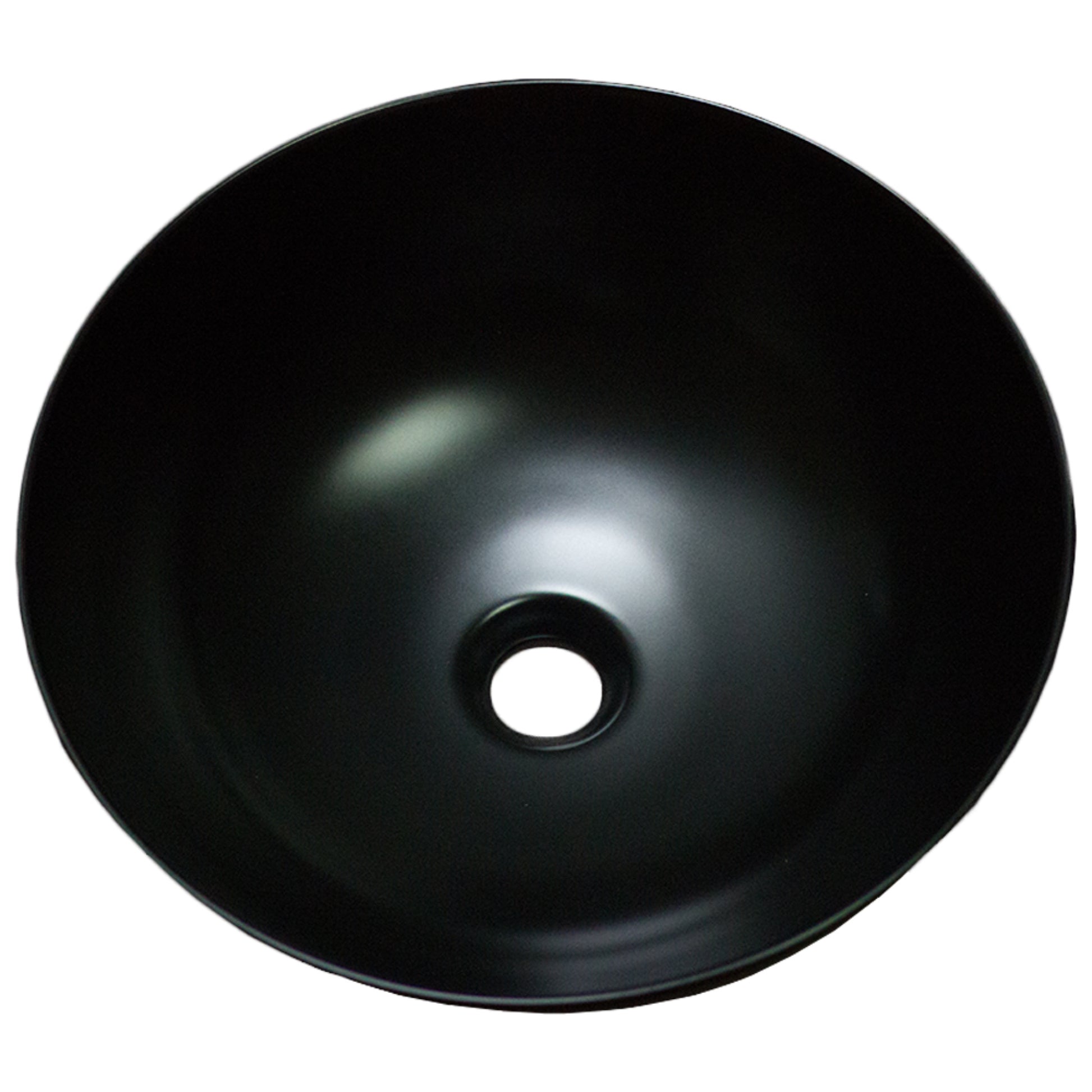 16.34-in. x 16.34-in. Round Bathroom Vessel Sink Black Enamel Glaze