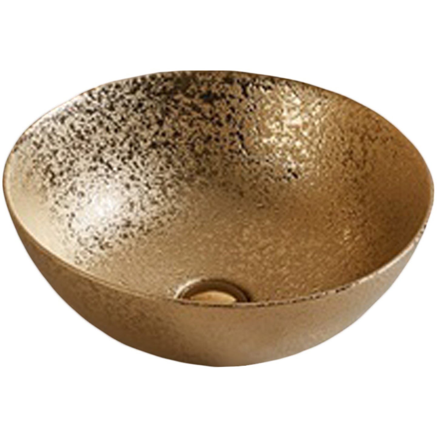 16.34-in. x 16.34-in. Round Bathroom Vessel Sink Gold Enamel Glaze