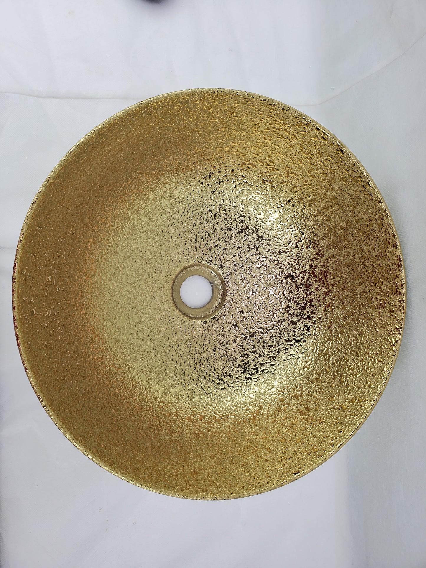 16.34-in. x 16.34-in. Round Bathroom Vessel Sink Gold Enamel Glaze