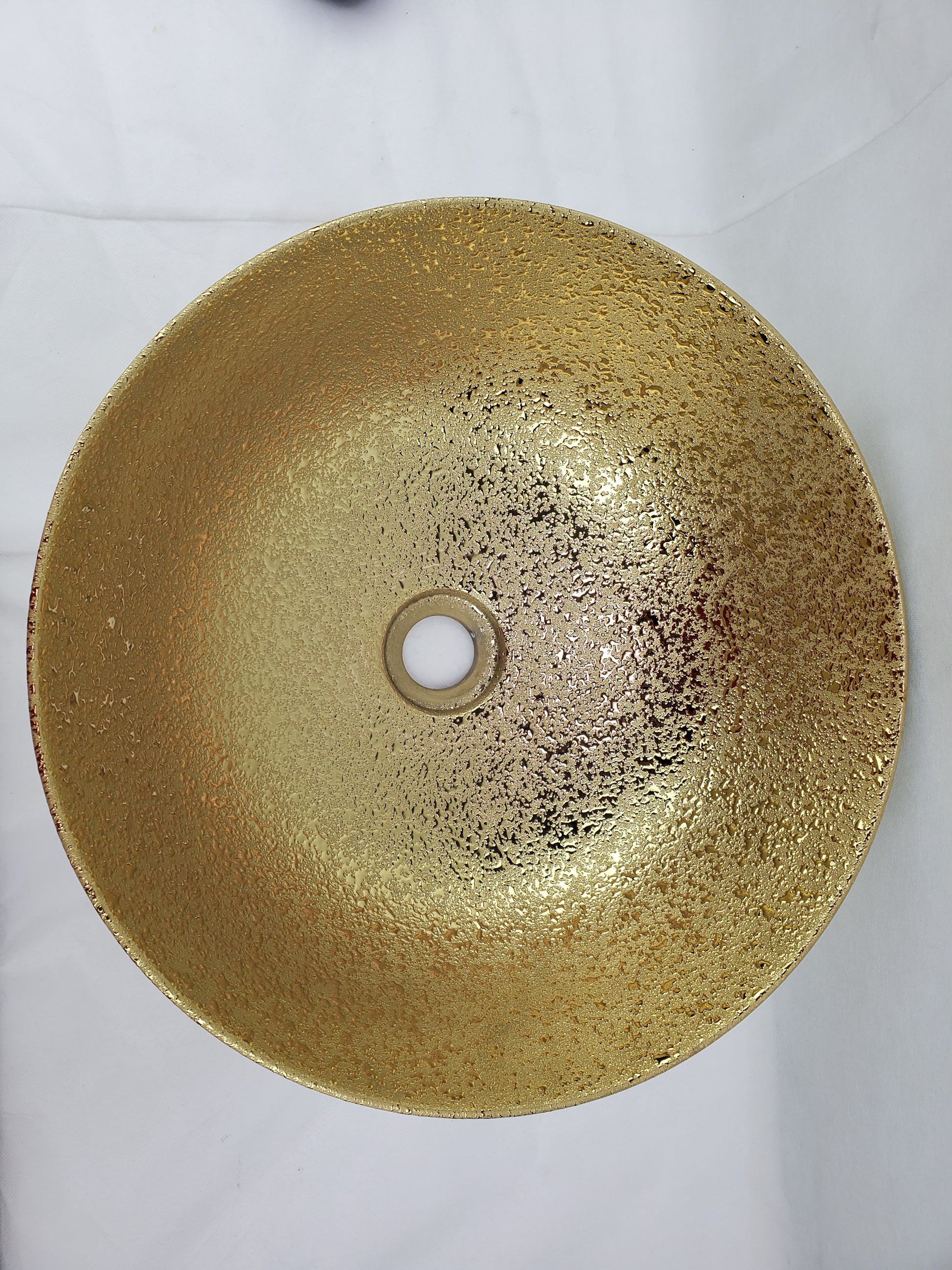 16.34-in. x 16.34-in. Round Bathroom Vessel Sink Gold Enamel Glaze