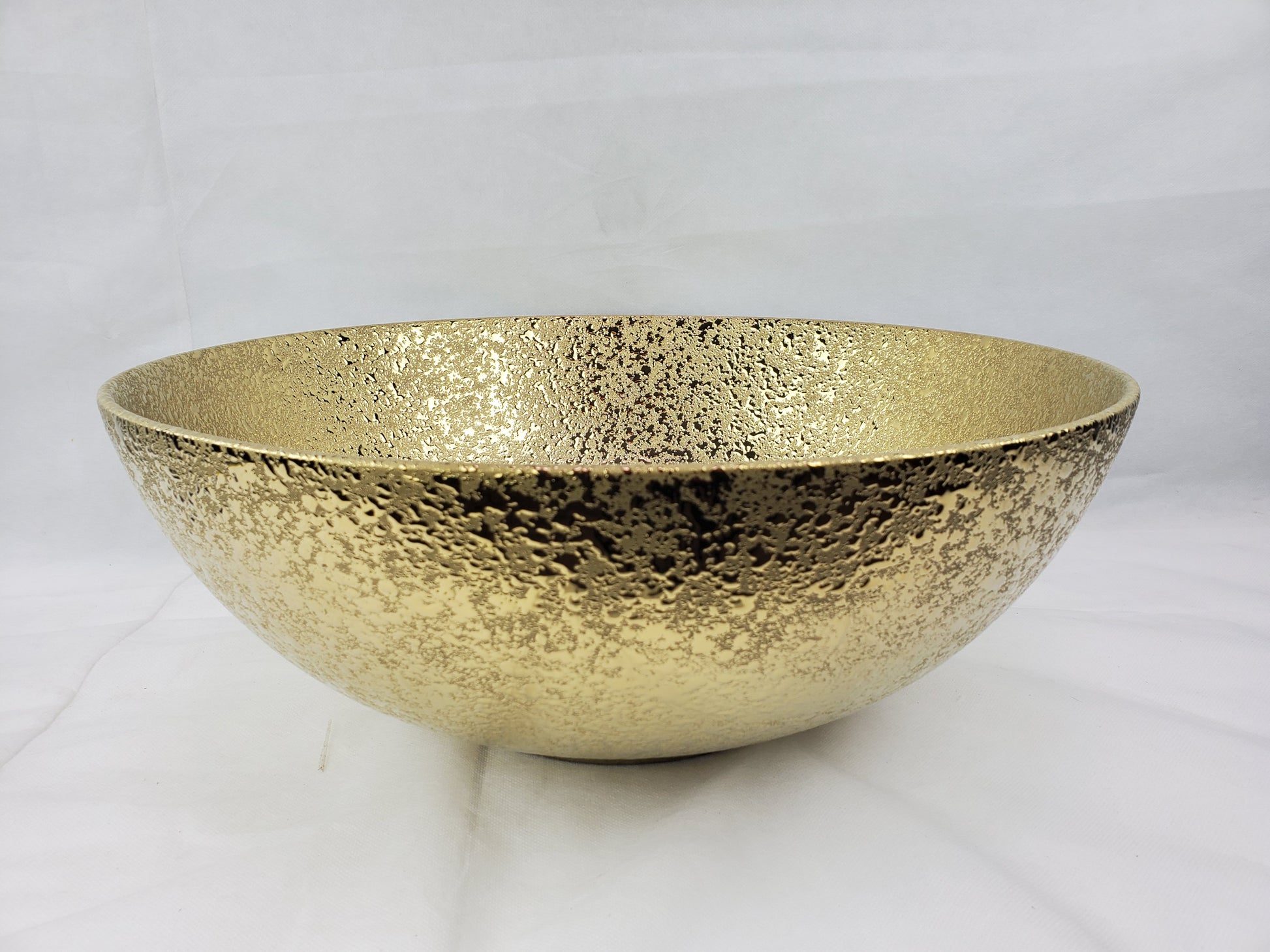 16.34-in. x 16.34-in. Round Bathroom Vessel Sink Gold Enamel Glaze
