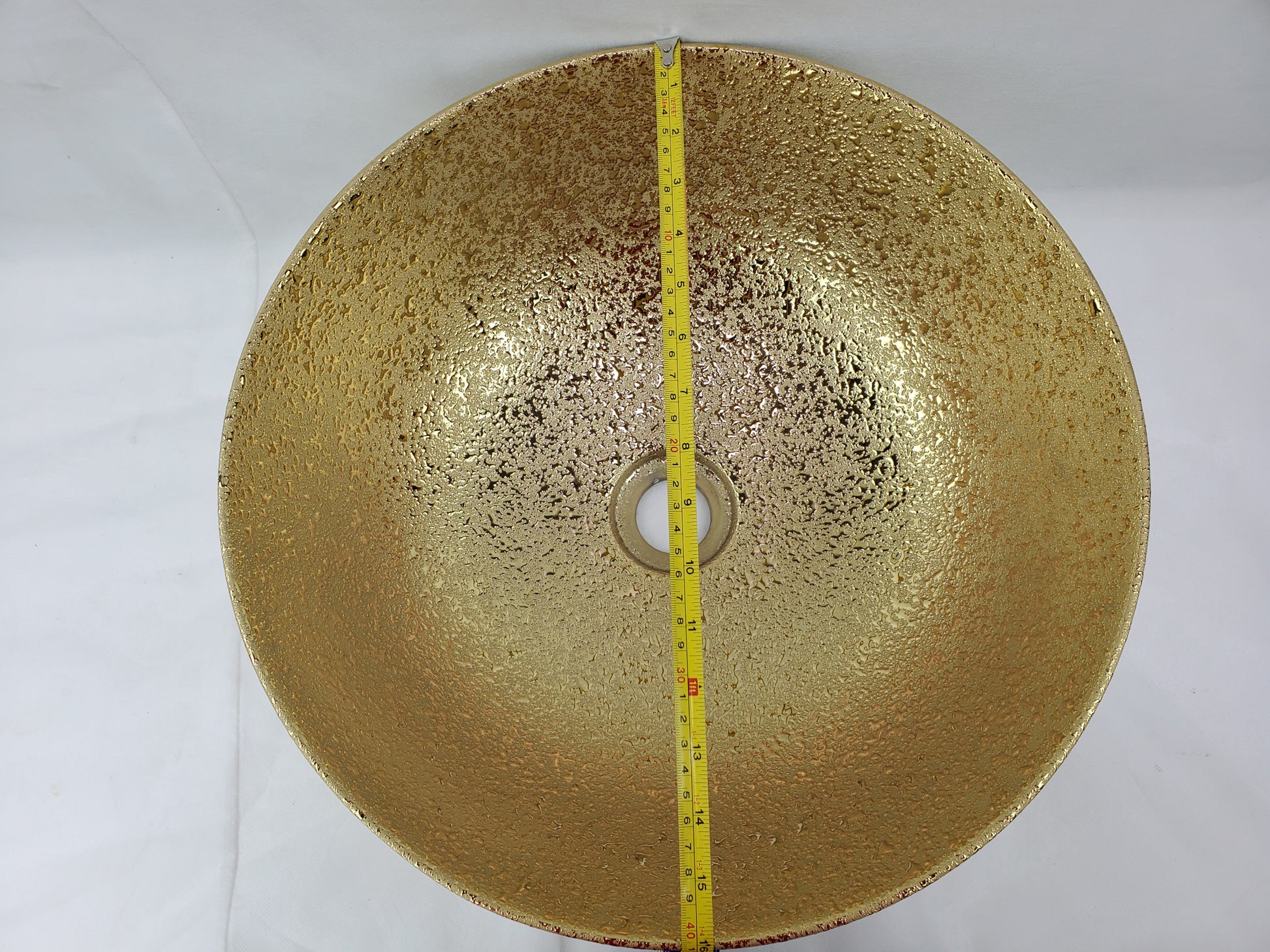16.34-in. x 16.34-in. Round Bathroom Vessel Sink Gold Enamel Glaze