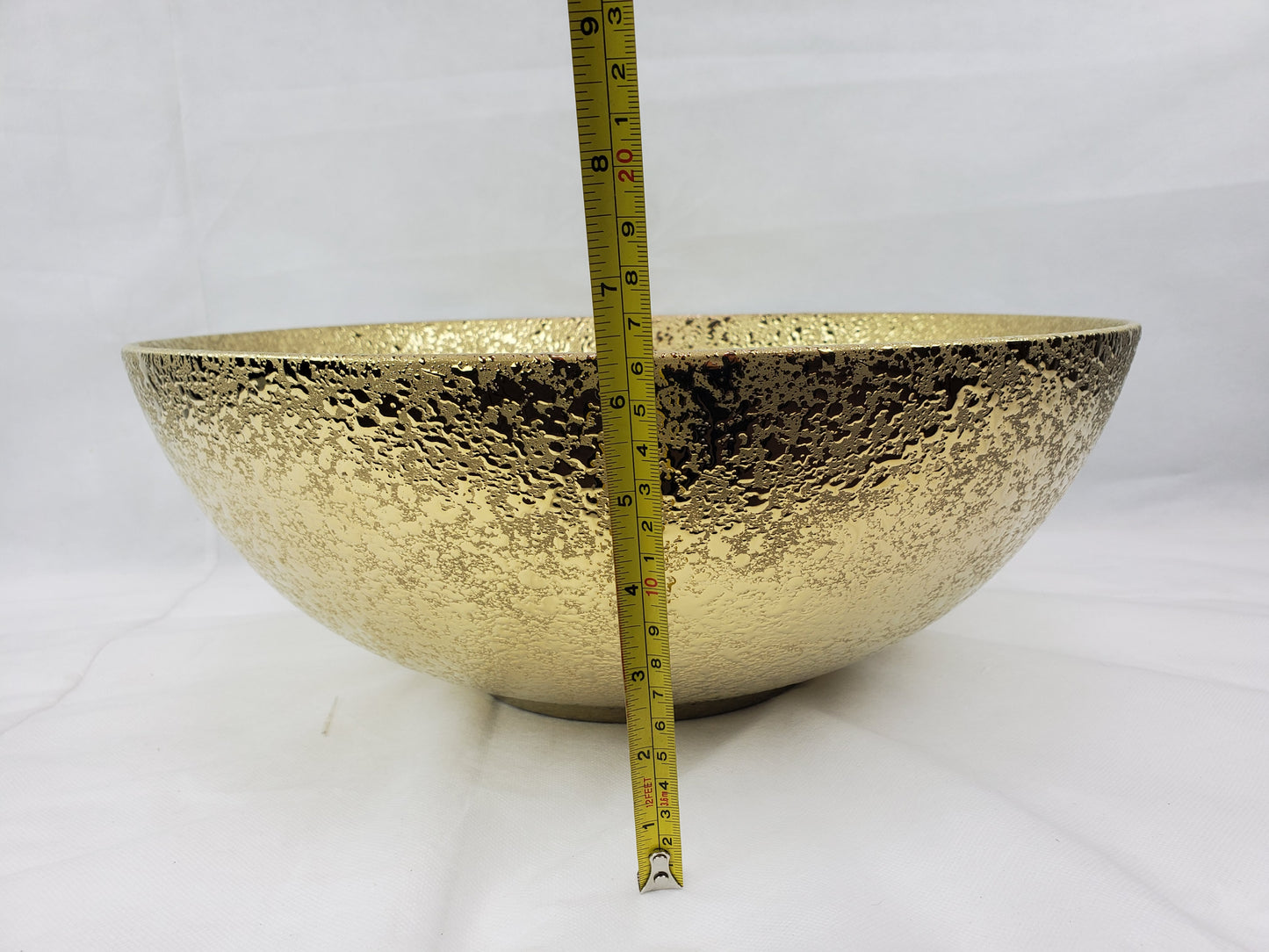 16.34-in. x 16.34-in. Round Bathroom Vessel Sink Gold Enamel Glaze