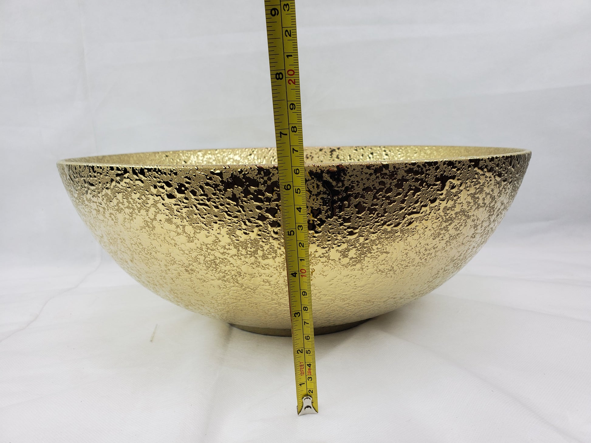 16.34-in. x 16.34-in. Round Bathroom Vessel Sink Gold Enamel Glaze