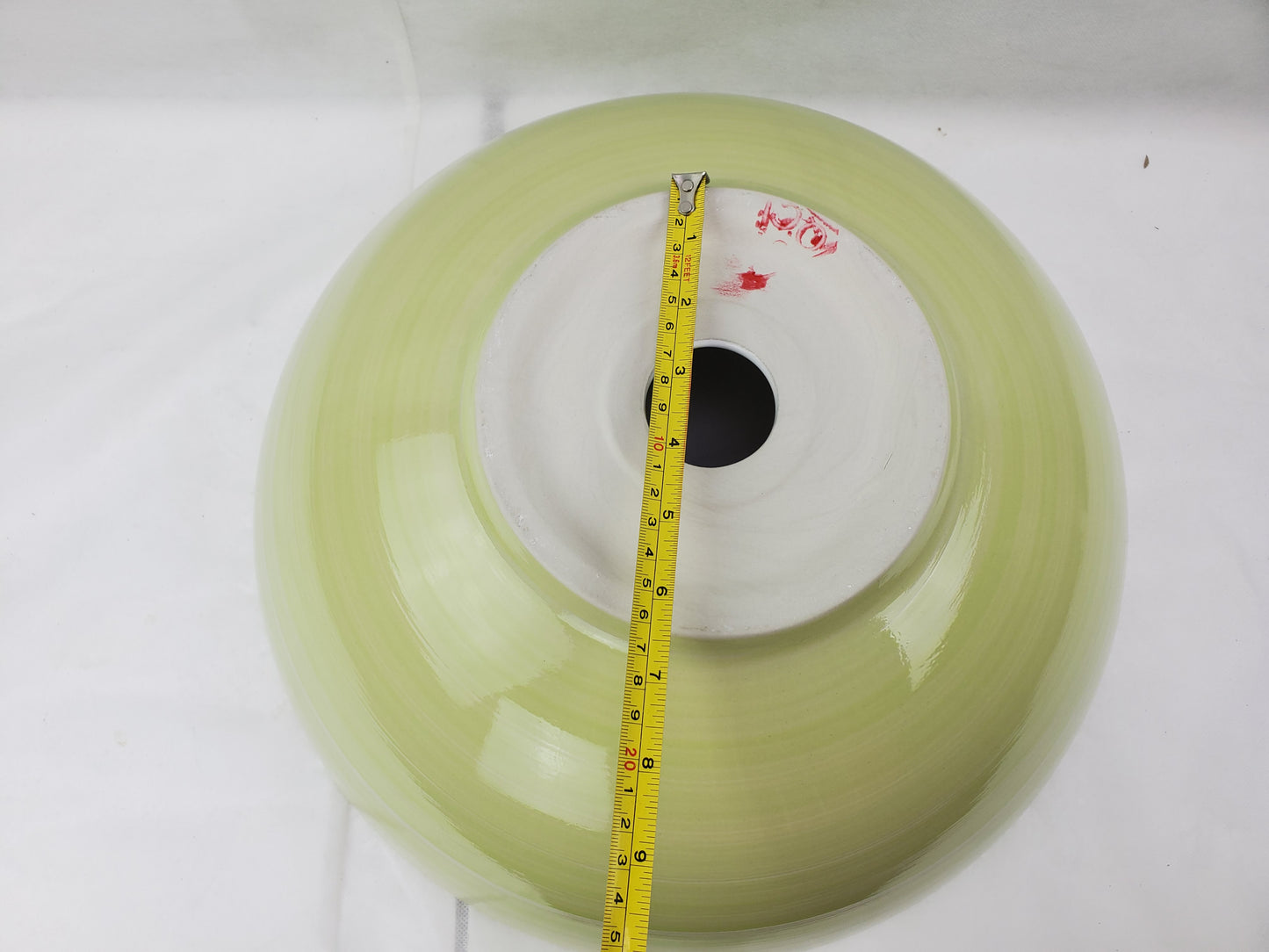 16.34-in. x 16.34-in. Round Bathroom Vessel Sink Olive Swirl-White Enamel Glaze