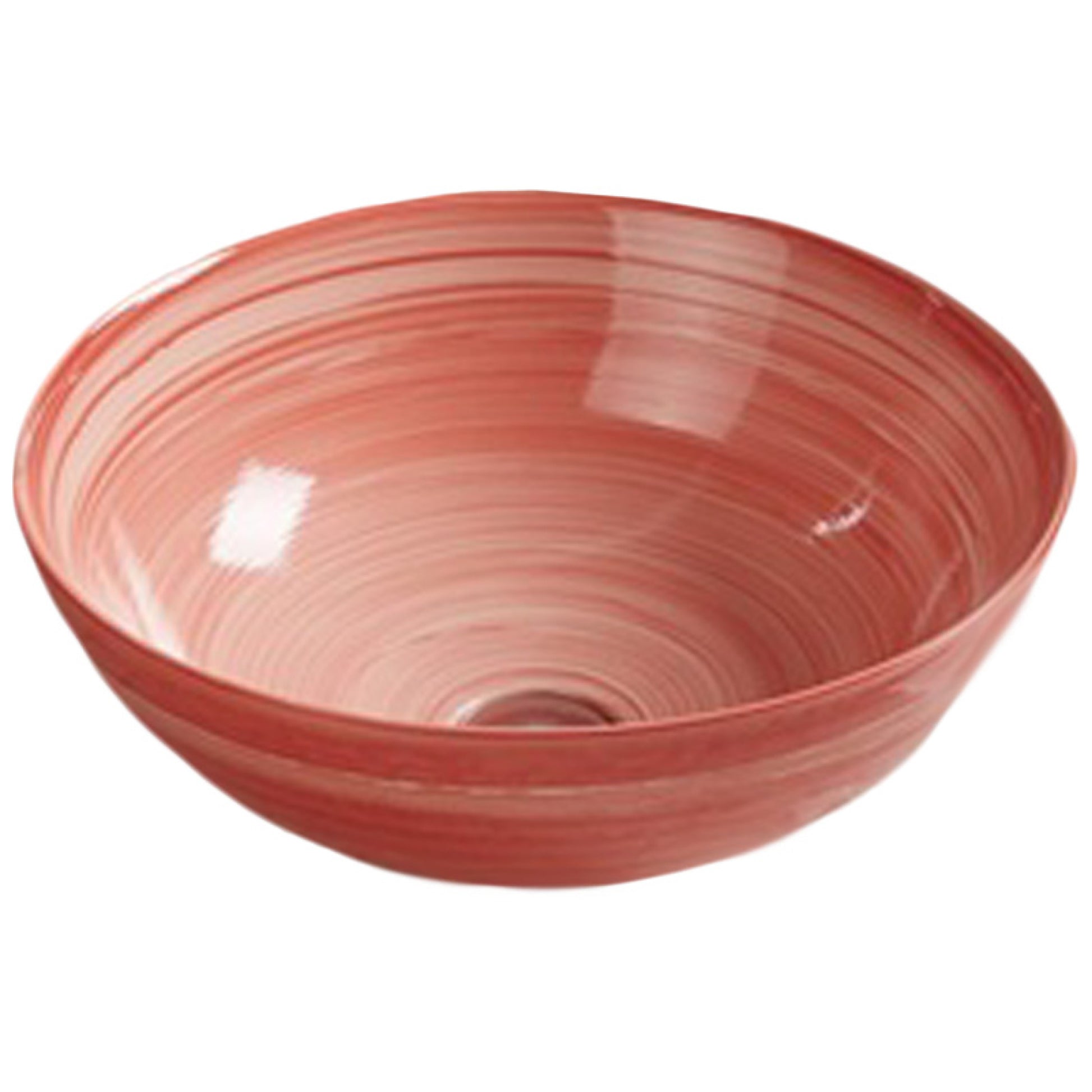 16.34-in. x 16.34-in. Round Bathroom Vessel Sink Red Swirl Enamel Glaze