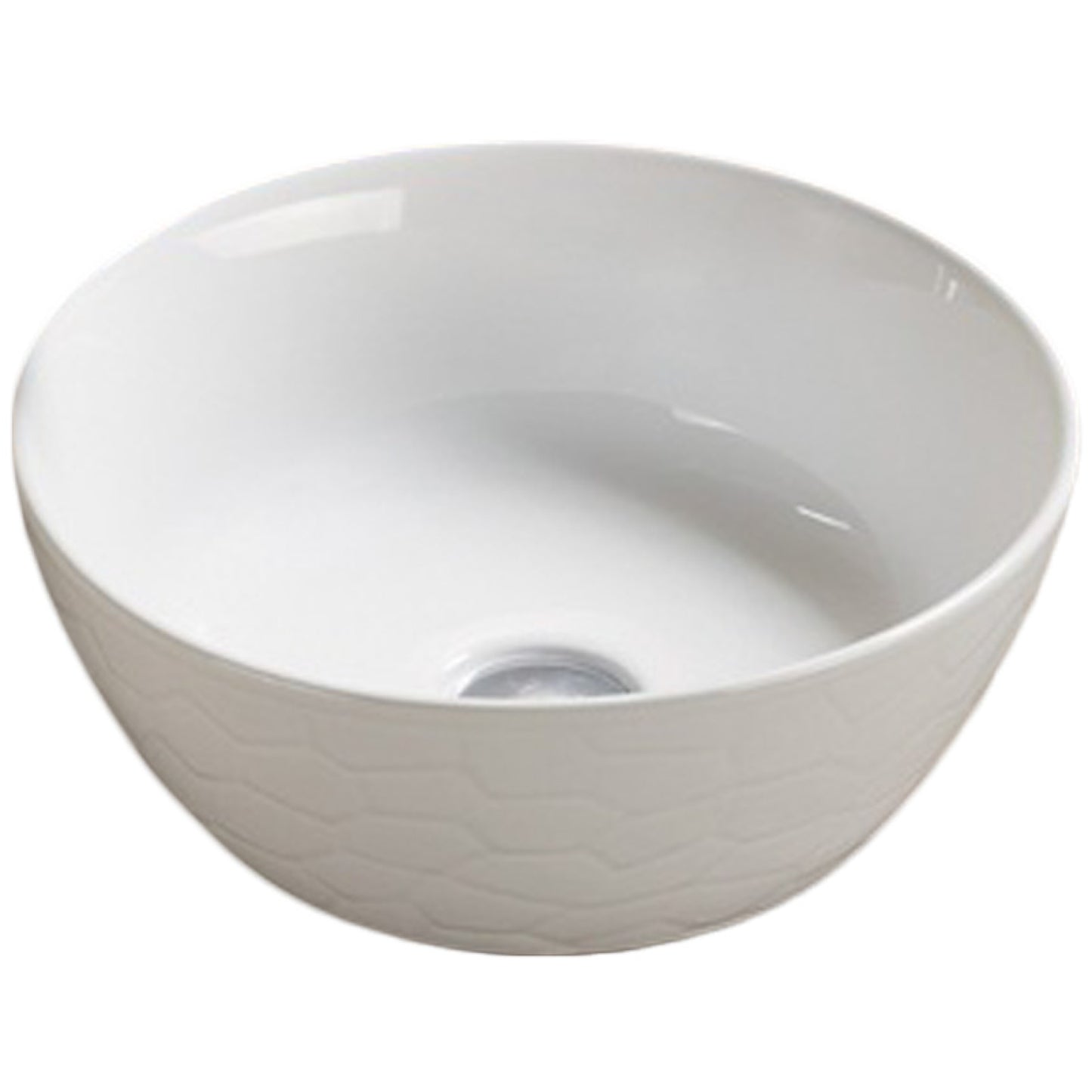 14.09-in. x 14.09-in. Round Bathroom Vessel Sink White Enamel Glaze