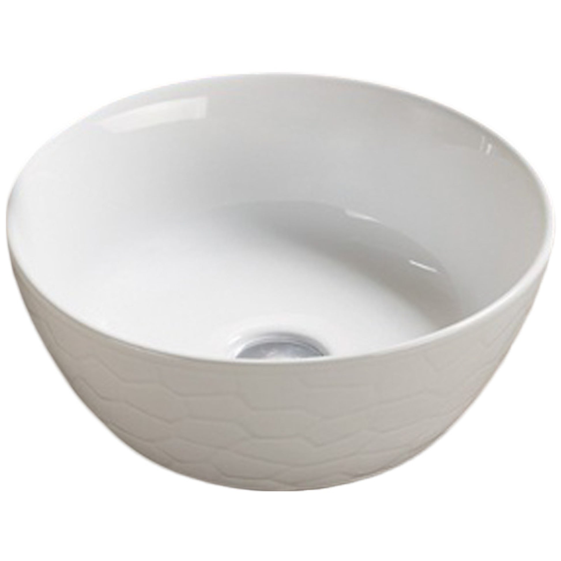 14.09-in. x 14.09-in. Round Bathroom Vessel Sink White Enamel Glaze