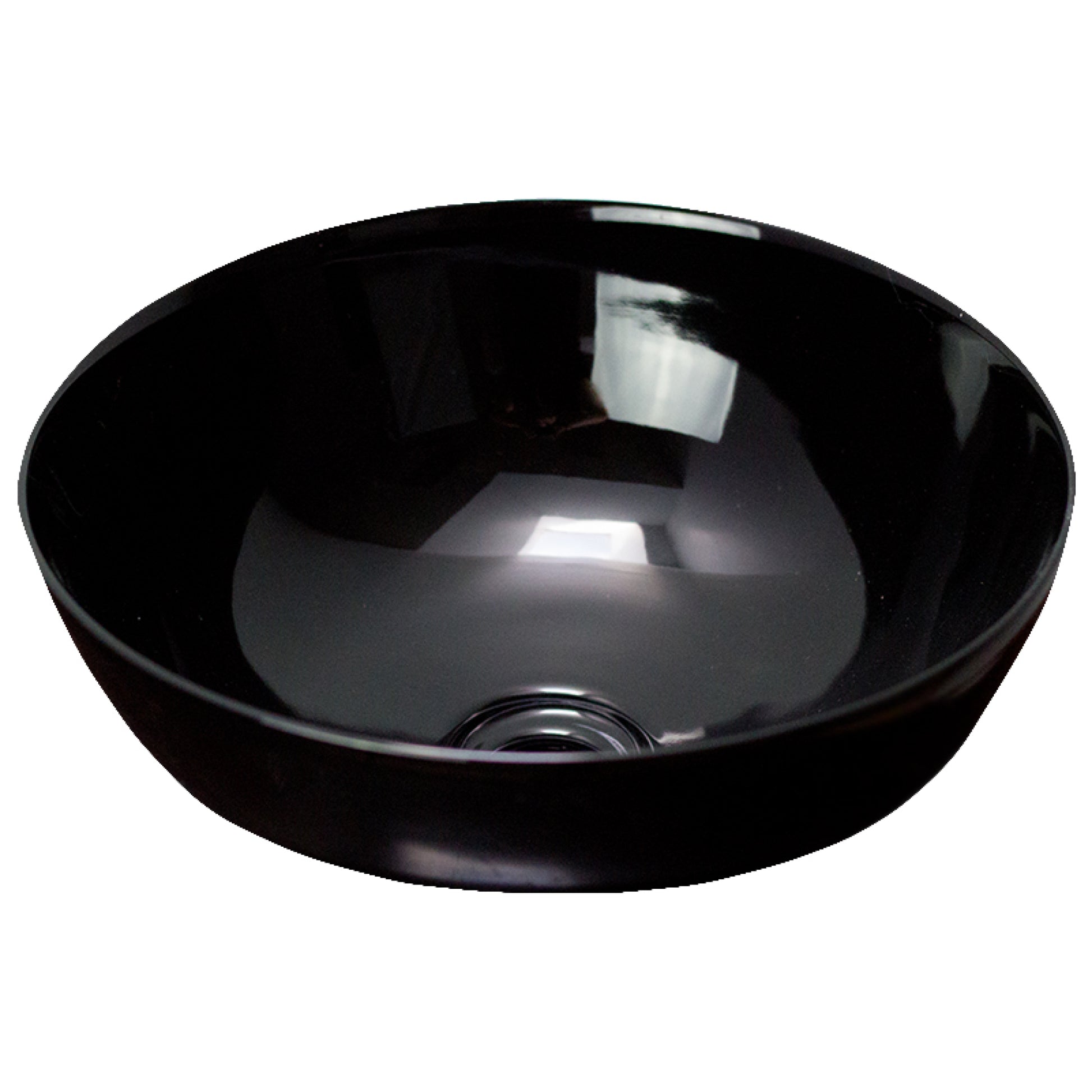14.09-in. x 14.09-in. Round Bathroom Vessel Sink Black Enamel Glaze