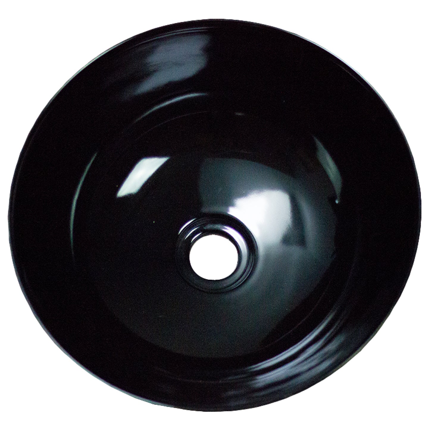 14.09-in. x 14.09-in. Round Bathroom Vessel Sink Black Enamel Glaze