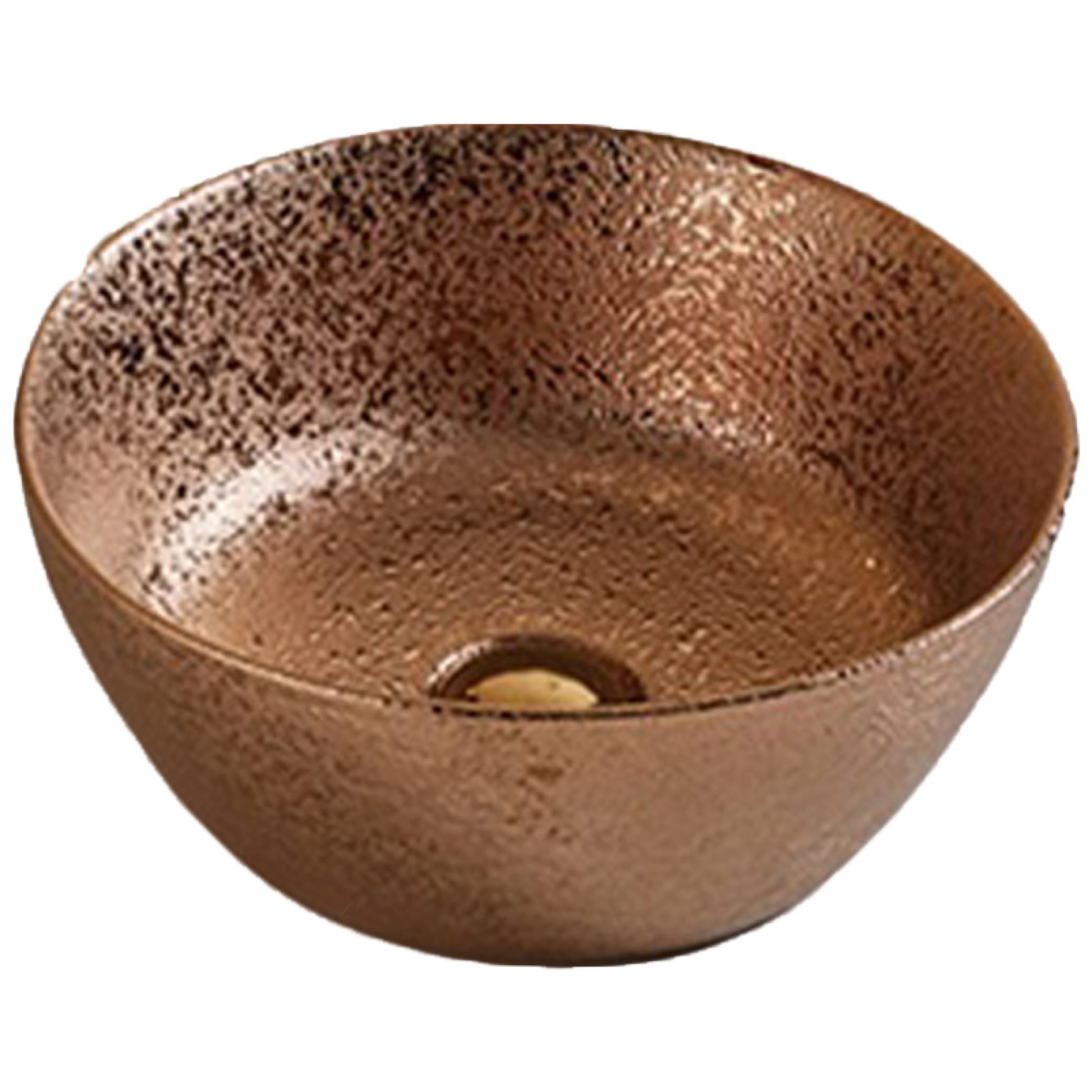 14.09-in. x 14.09-in. Round Bathroom Vessel Sink Oil Rubbed Bronze Enamel Glaze