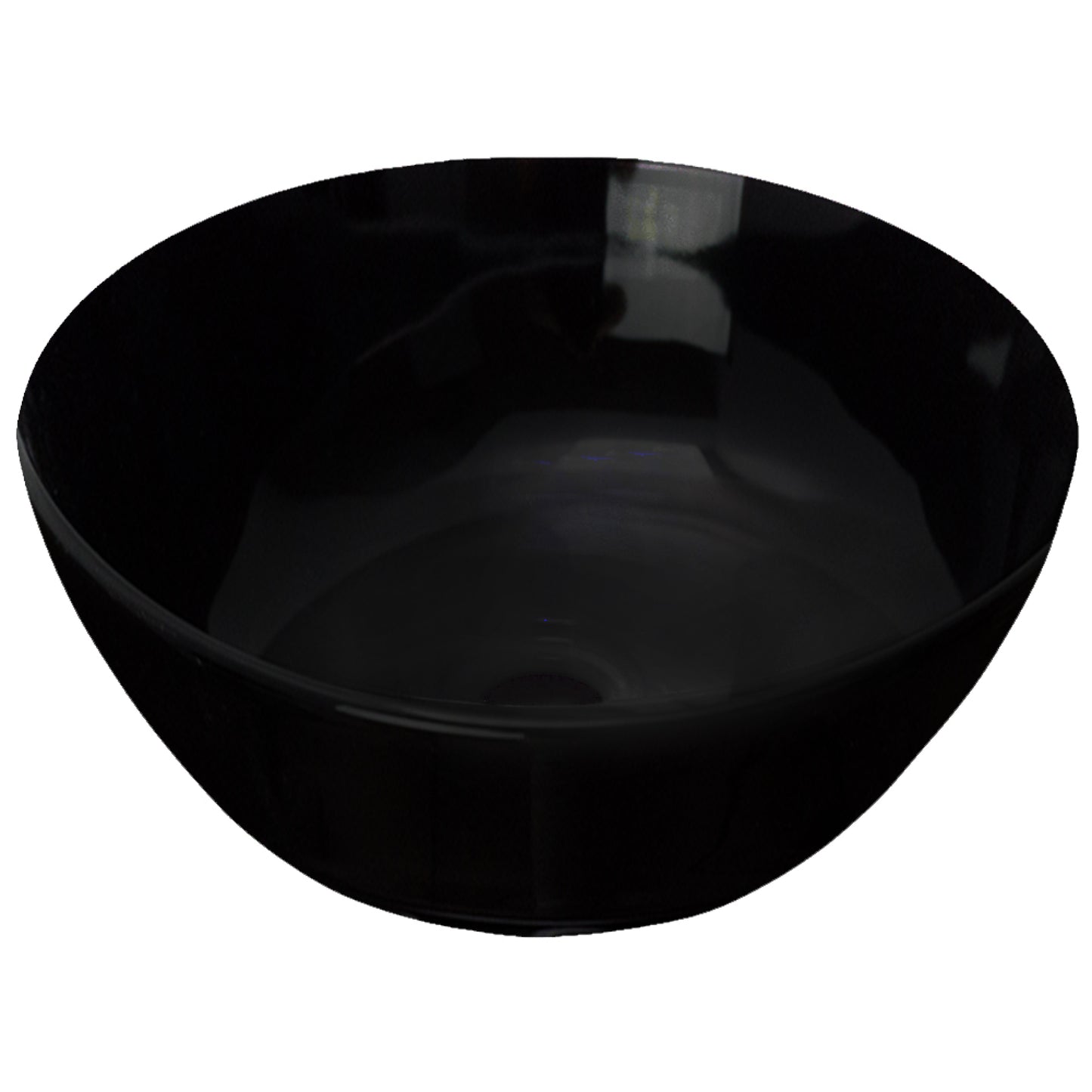 14.09-in. x 14.09-in. Round Bathroom Vessel Sink Black Enamel Glaze