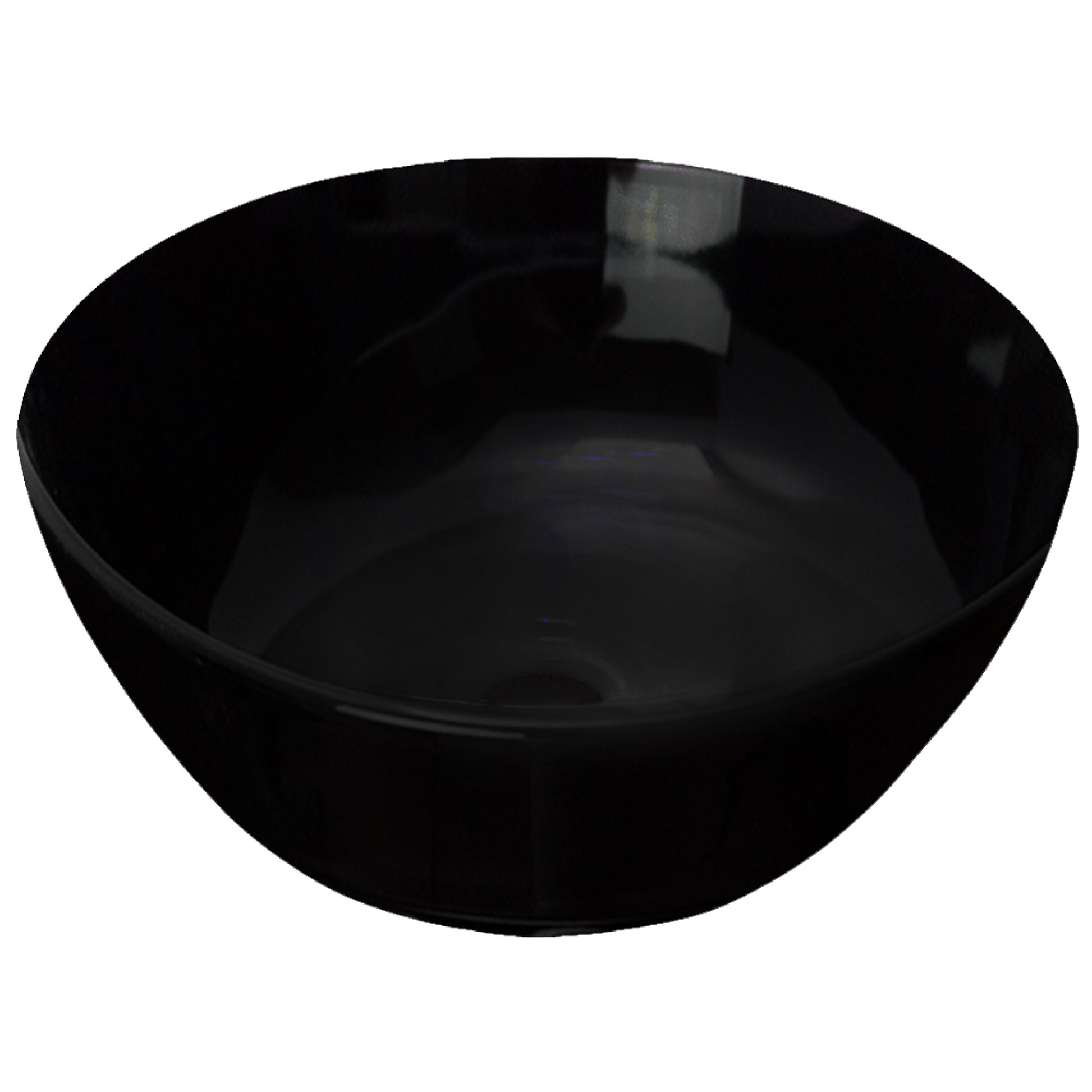 14.09-in. x 14.09-in. Round Bathroom Vessel Sink Black Enamel Glaze