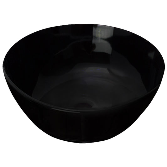 14.09-in. x 14.09-in. Round Bathroom Vessel Sink Black Enamel Glaze