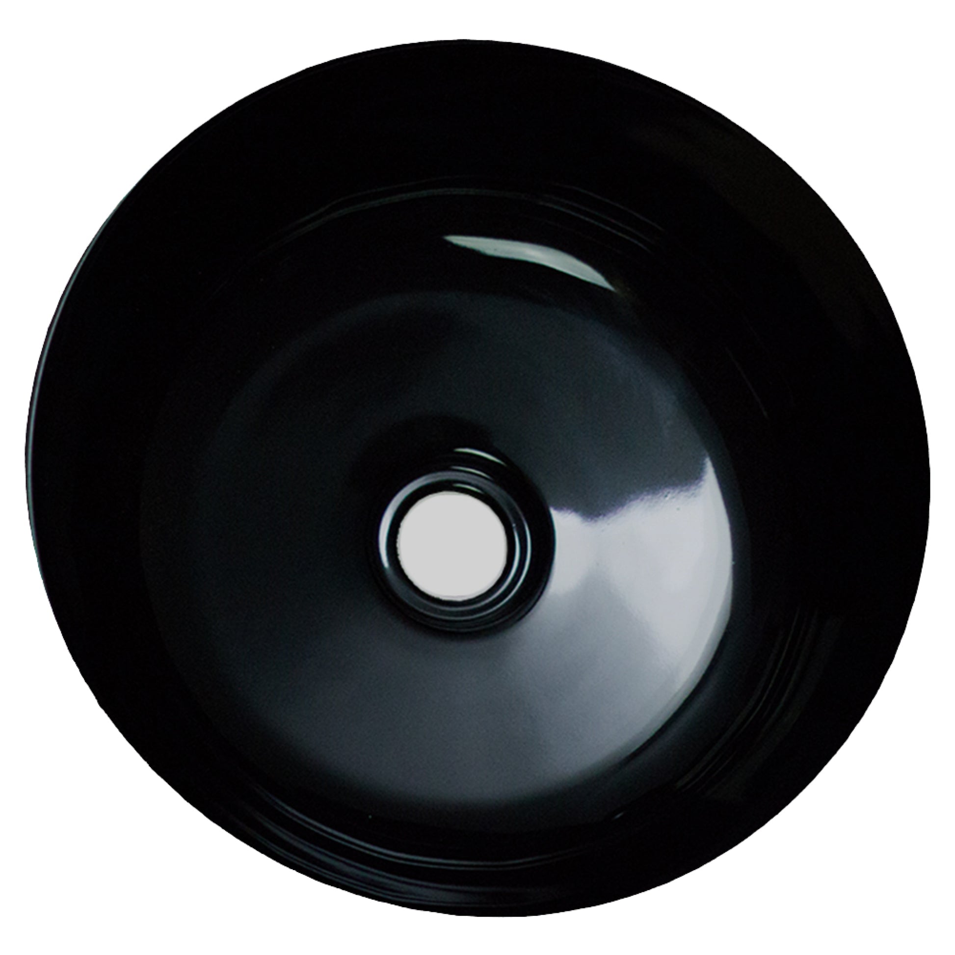 14.09-in. x 14.09-in. Round Bathroom Vessel Sink Black Enamel Glaze