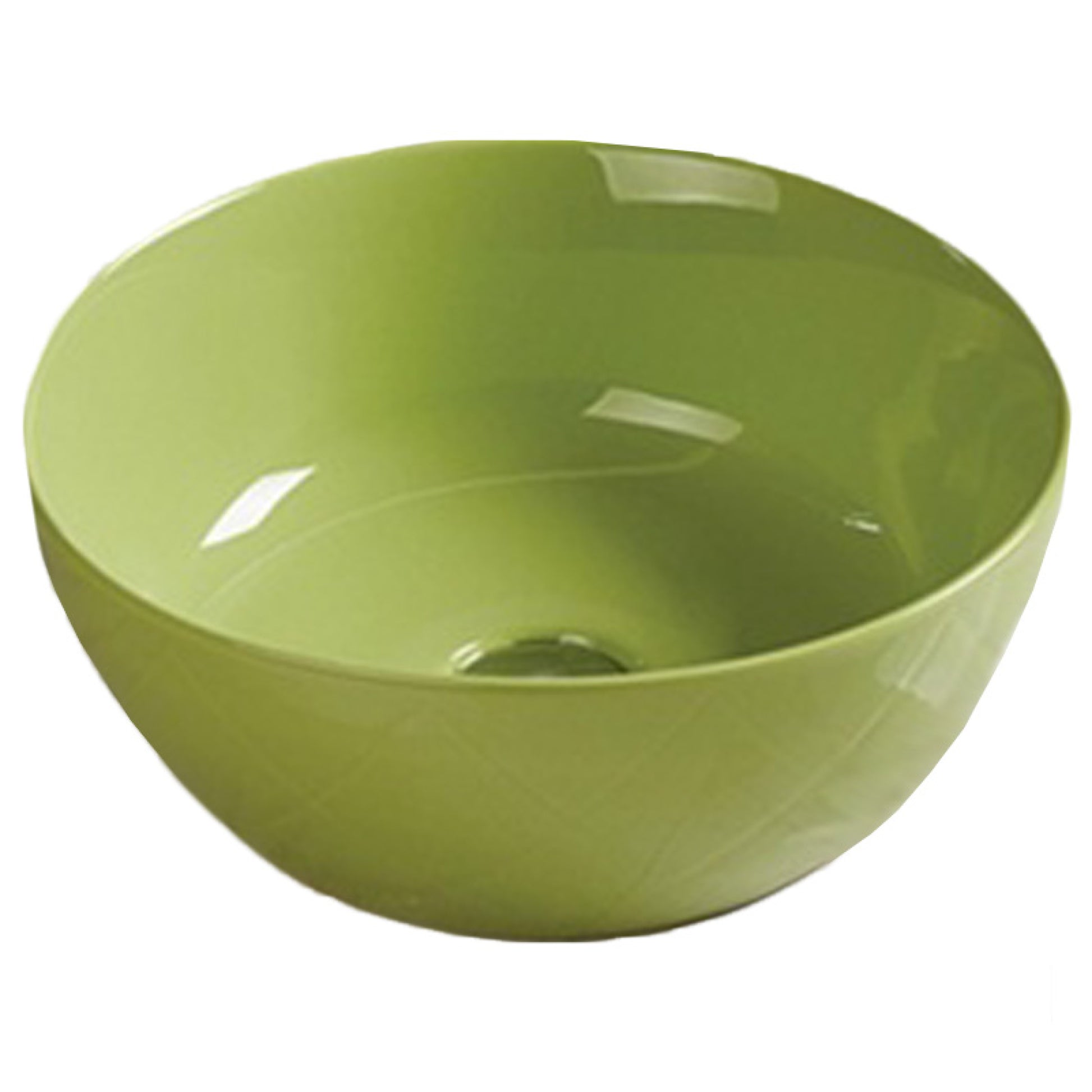 14.09-in. x 14.09-in.  Bathroom Vessel Sink Olive Enamel Glaze