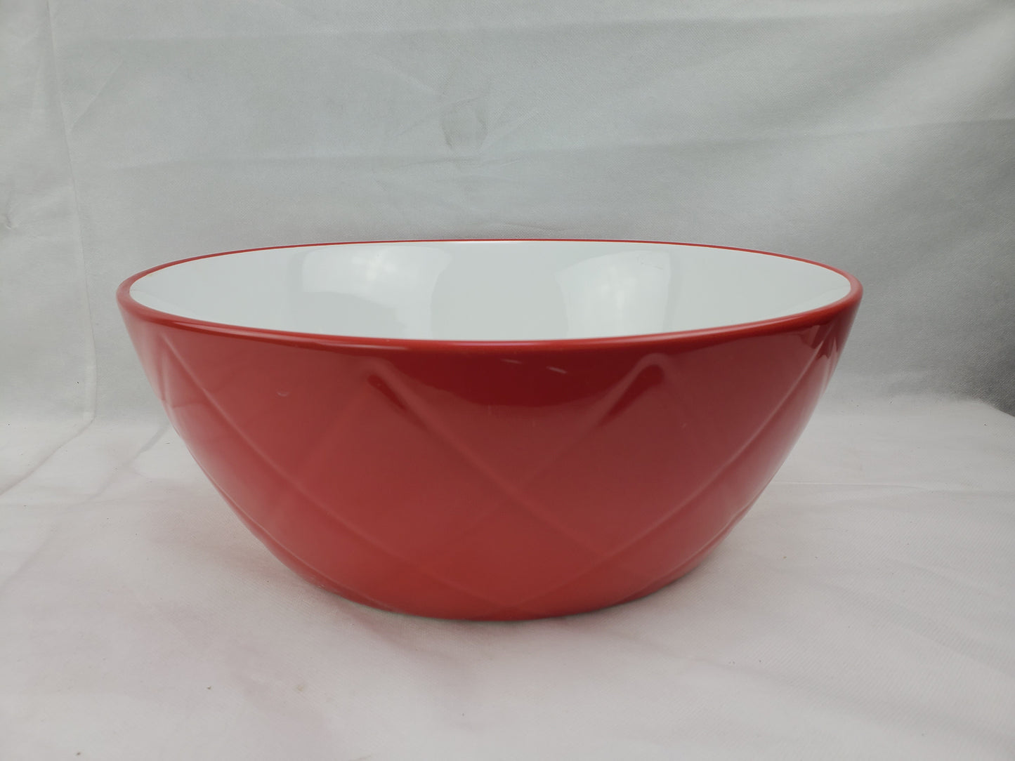 14.09-in. x 14.09-in. Round Bathroom Vessel Sink Red-White Enamel Glaze