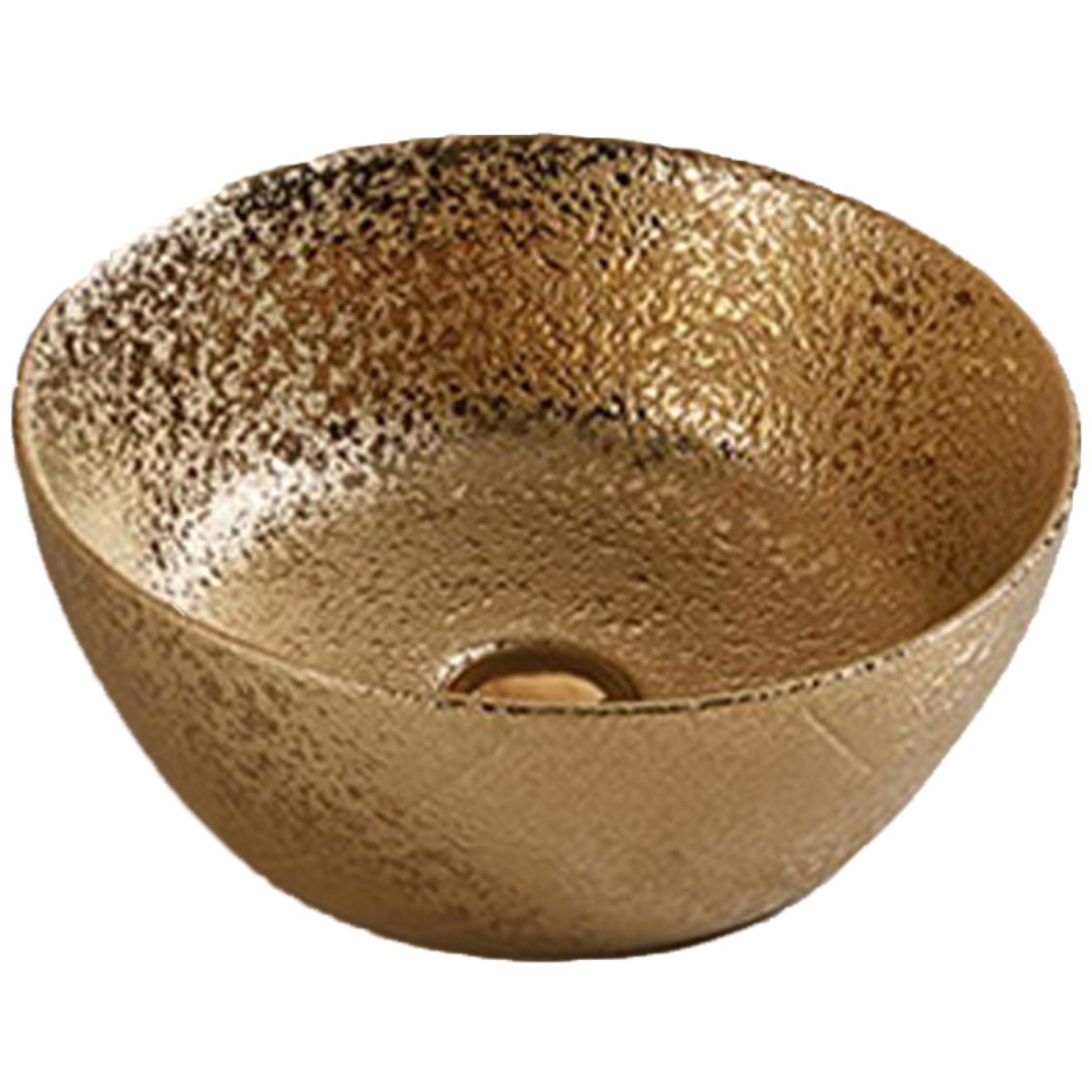 14.09-in. x 14.09-in. Round Bathroom Vessel Sink Gold Enamel Glaze