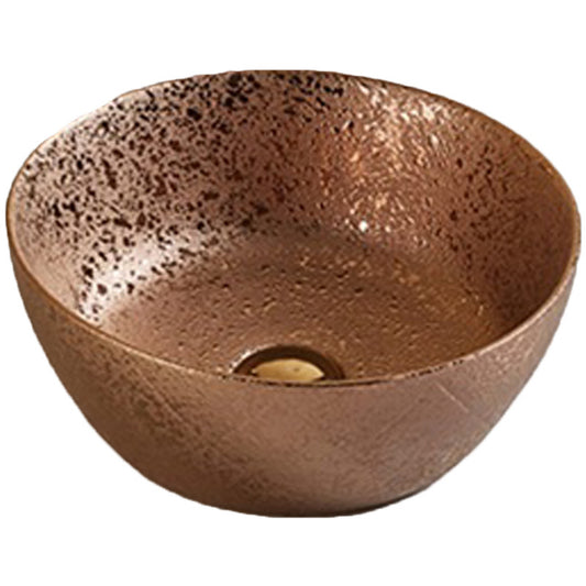 14.09-in. x 14.09-in. Round Bathroom Vessel Sink Oil Rubbed Bronze Enamel Glaze
