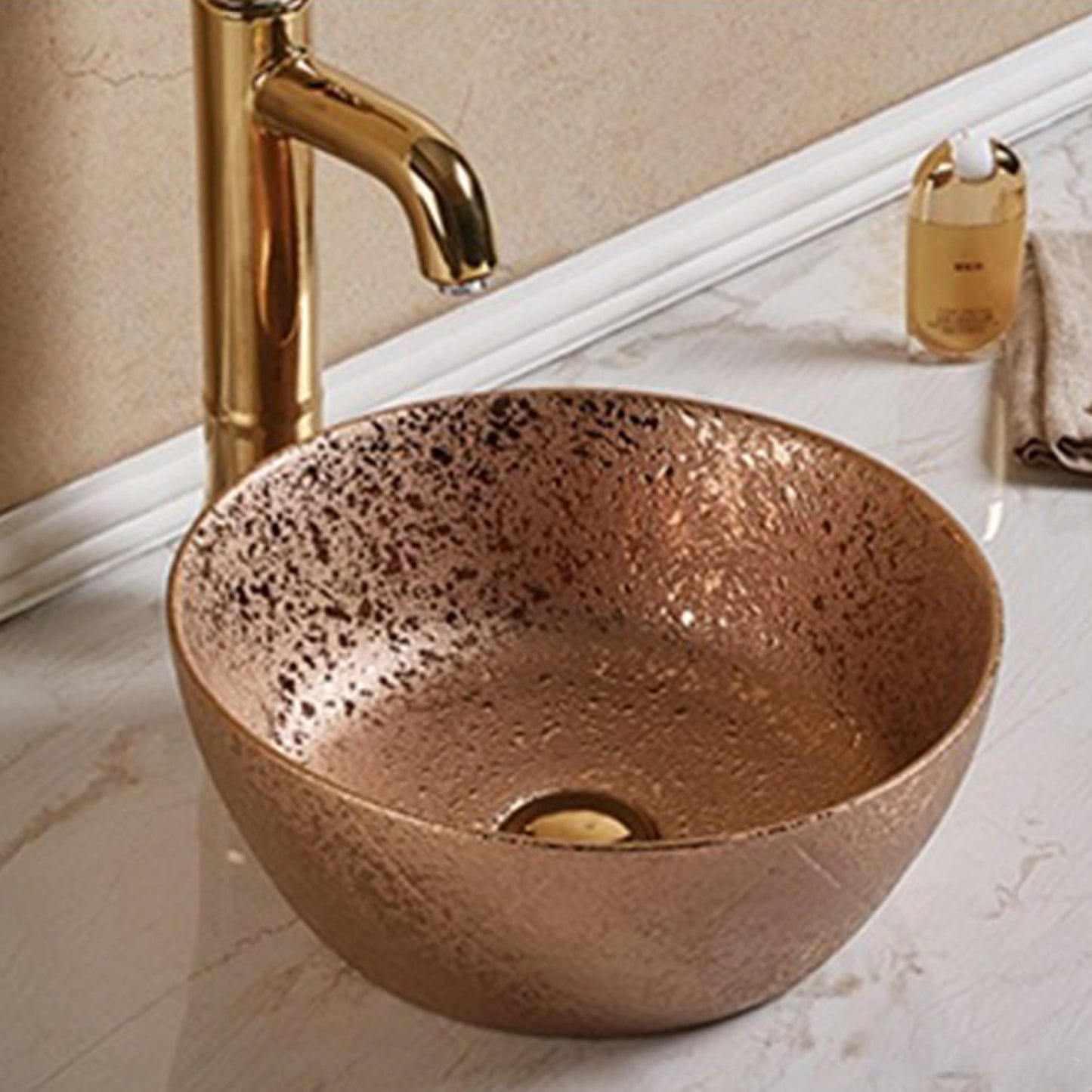14.09-in. x 14.09-in. Round Bathroom Vessel Sink Oil Rubbed Bronze Enamel Glaze