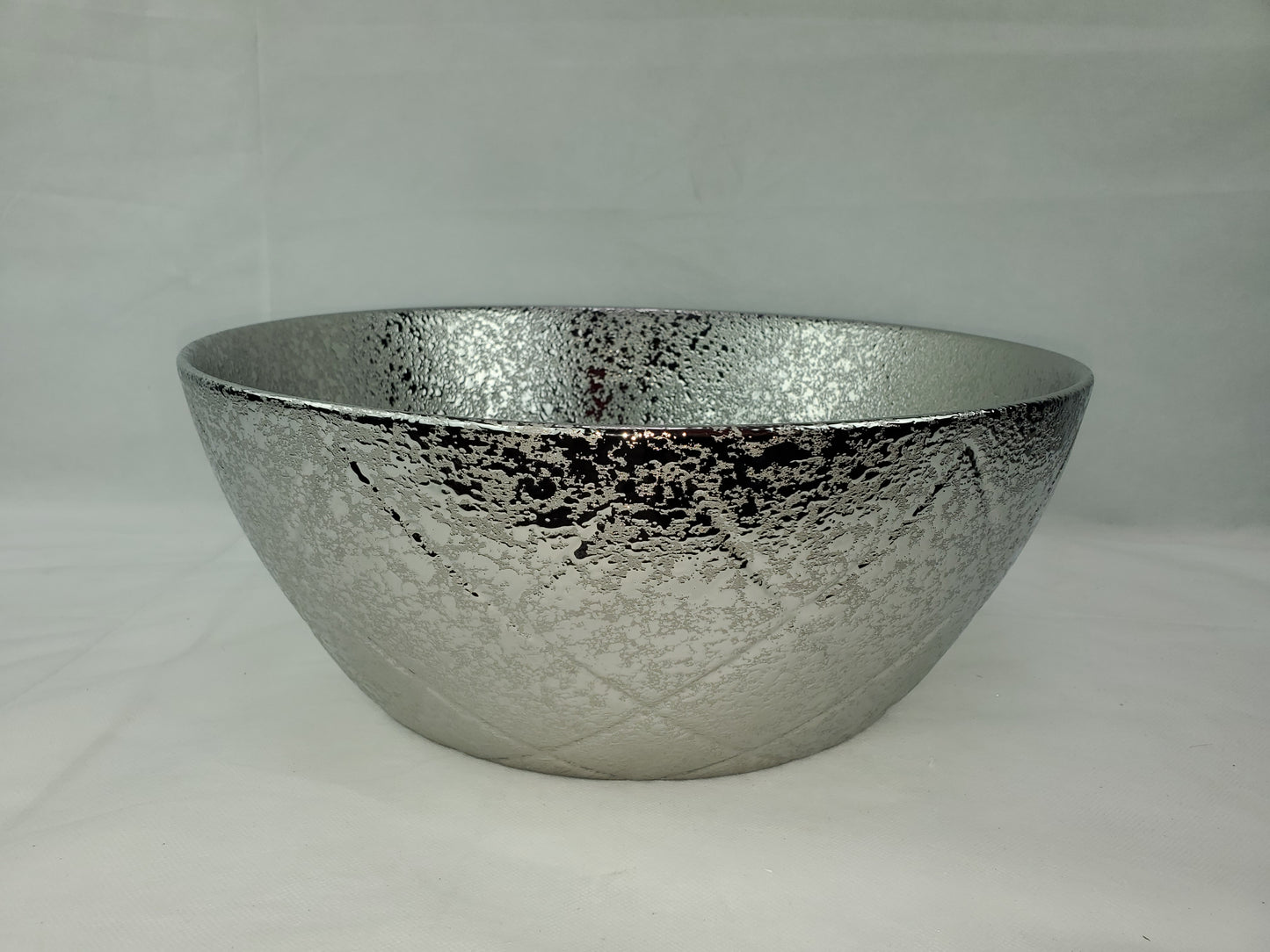 14.09-in. x 14.09-in. Round Bathroom Vessel Sink Silver Enamel Glaze