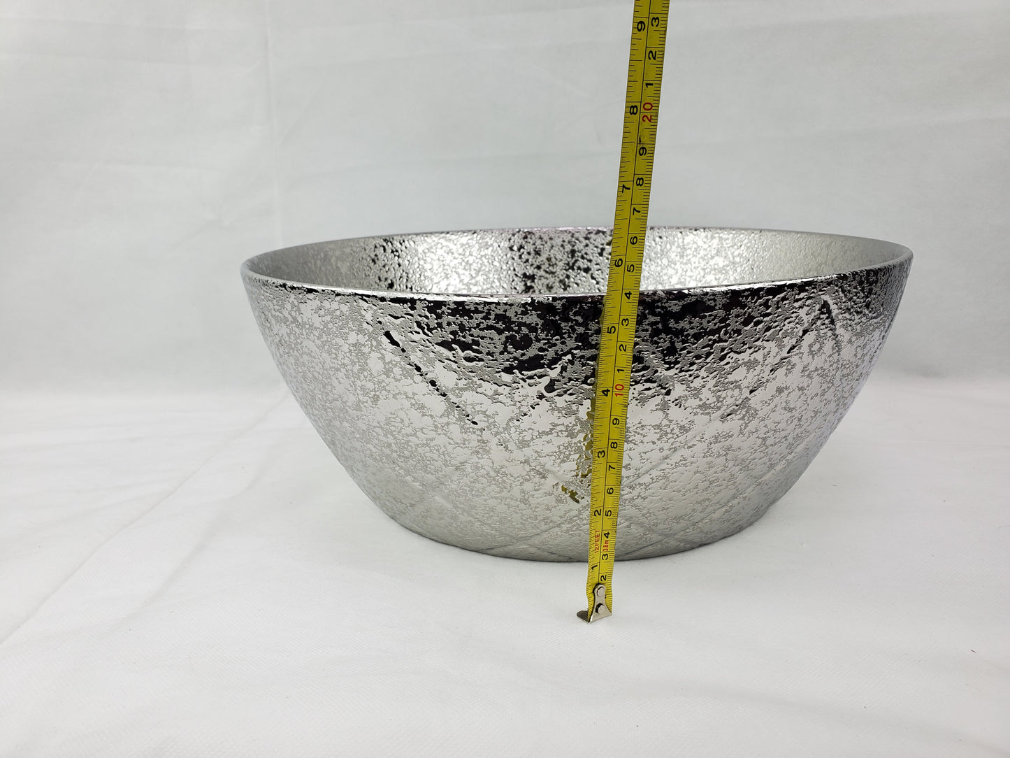 14.09-in. x 14.09-in. Round Bathroom Vessel Sink Silver Enamel Glaze