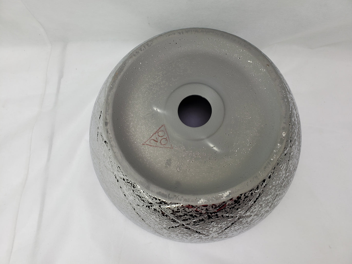 14.09-in. x 14.09-in. Round Bathroom Vessel Sink Silver Enamel Glaze