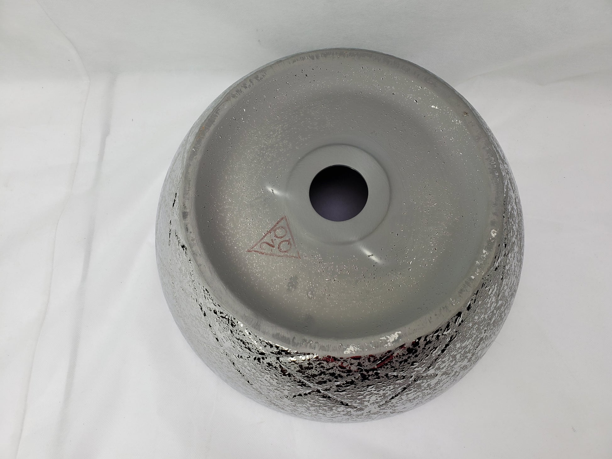 14.09-in. x 14.09-in. Round Bathroom Vessel Sink Silver Enamel Glaze