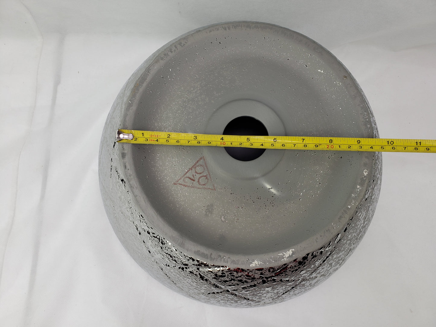 14.09-in. x 14.09-in. Round Bathroom Vessel Sink Silver Enamel Glaze