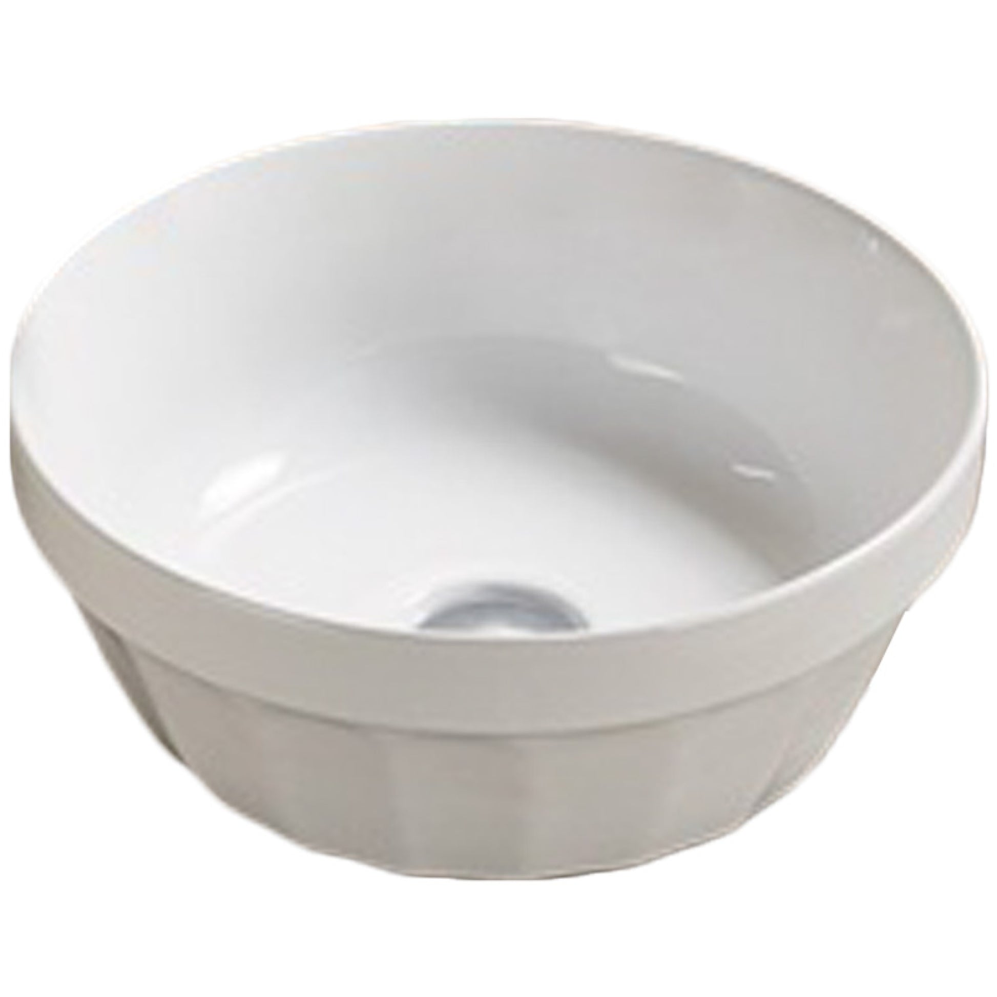 14.09-in. x 14.09-in. Round Bathroom Vessel Sink White Enamel Glaze