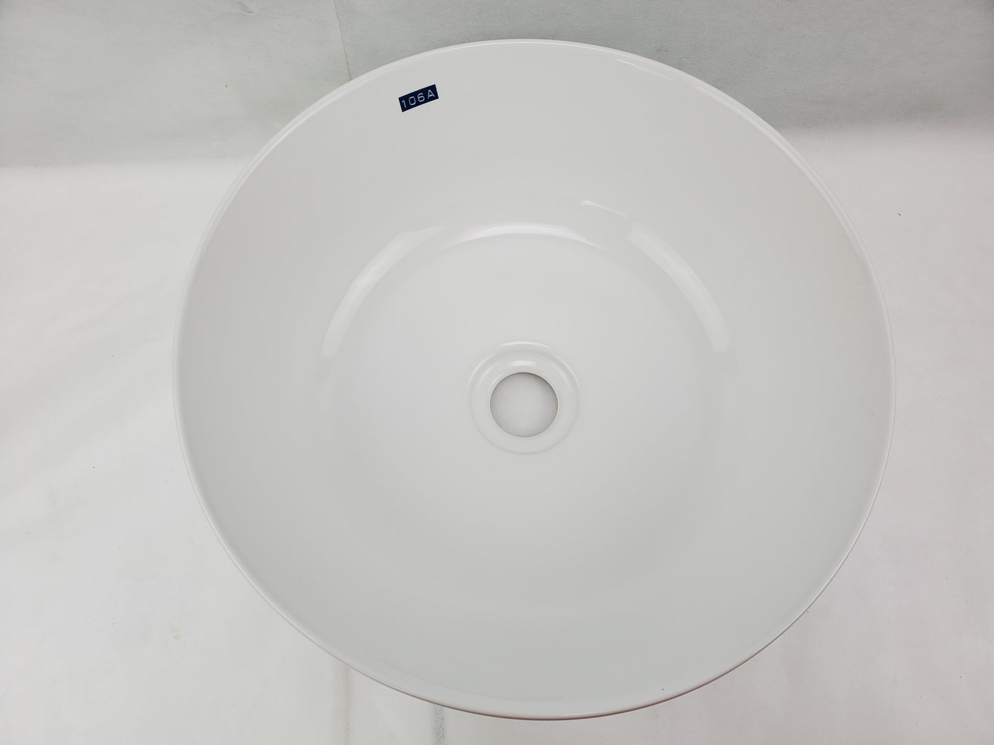 14.09-in. x 14.09-in. Round Bathroom Vessel Sink White Enamel Glaze