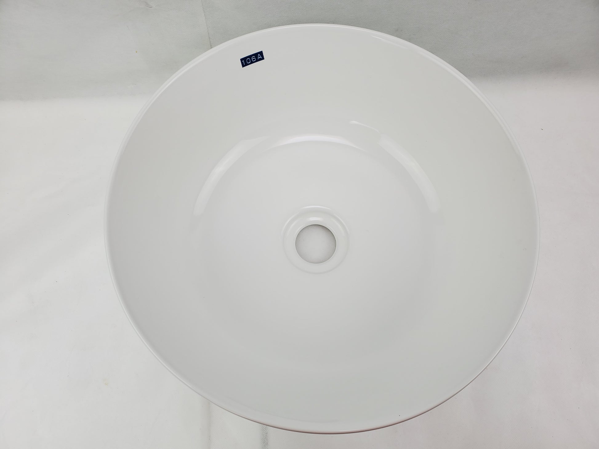 14.09-in. x 14.09-in. Round Bathroom Vessel Sink White Enamel Glaze