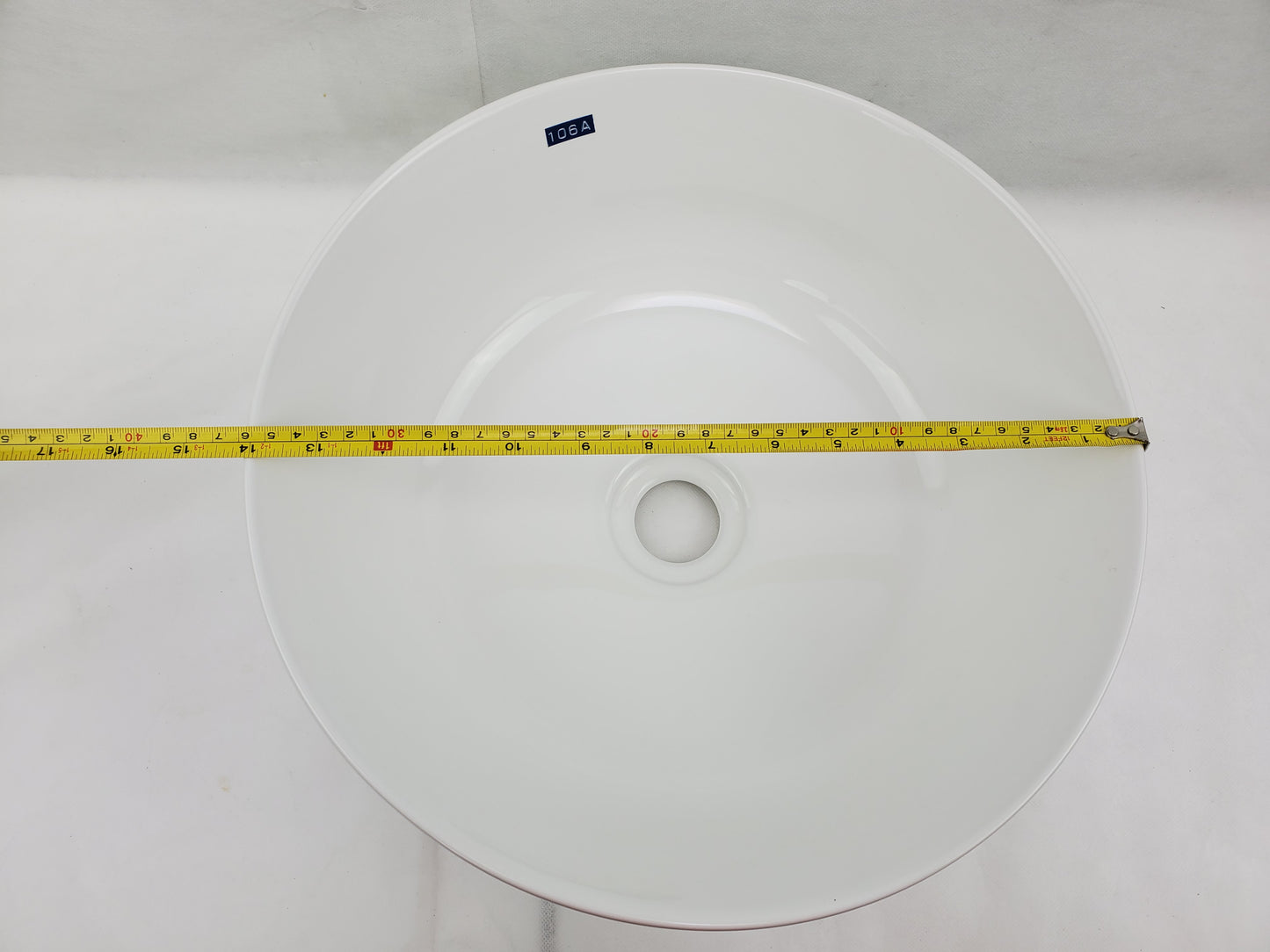 14.09-in. x 14.09-in. Round Bathroom Vessel Sink White Enamel Glaze