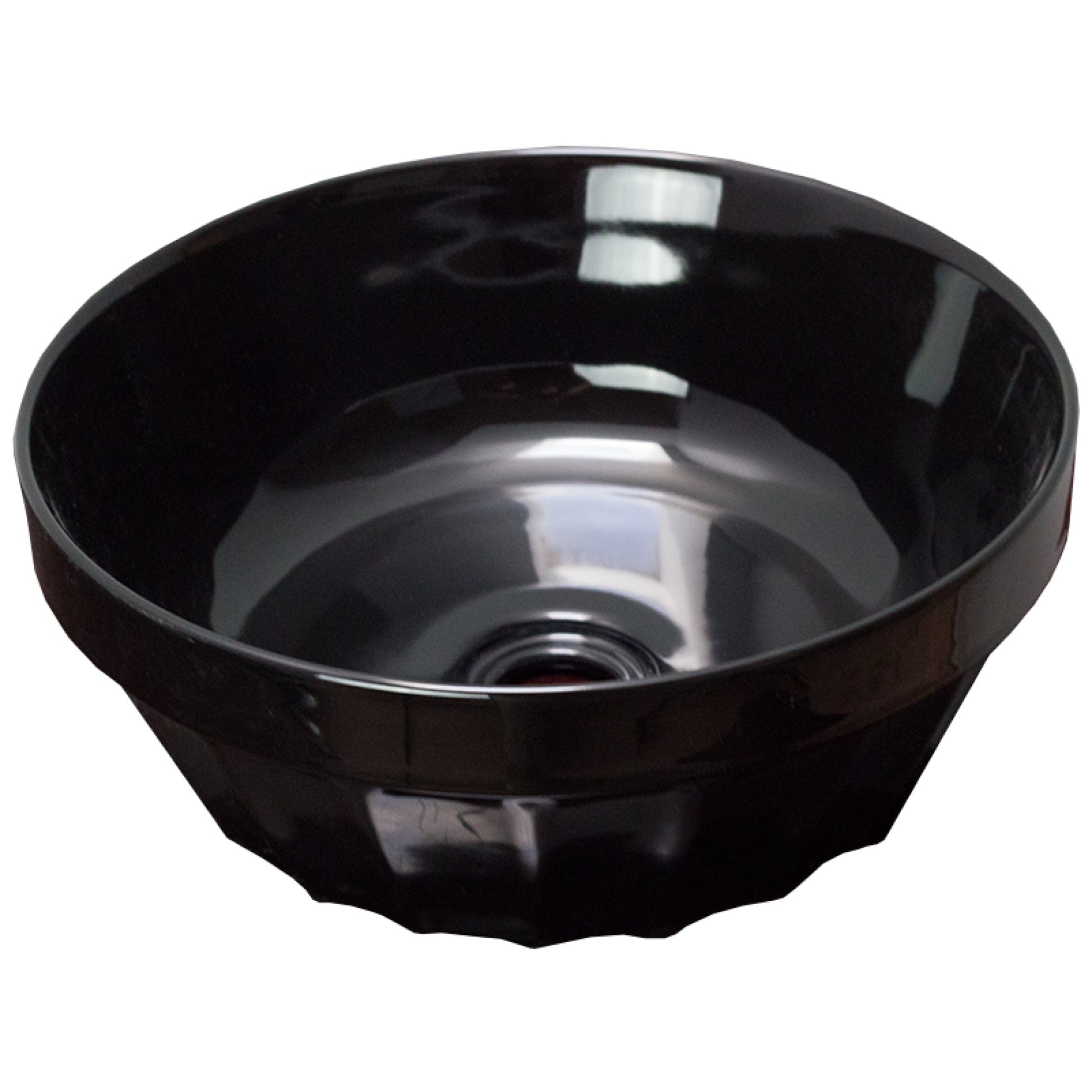 14.09-in. x 14.09-in. Round Bathroom Vessel Sink Black Enamel Glaze