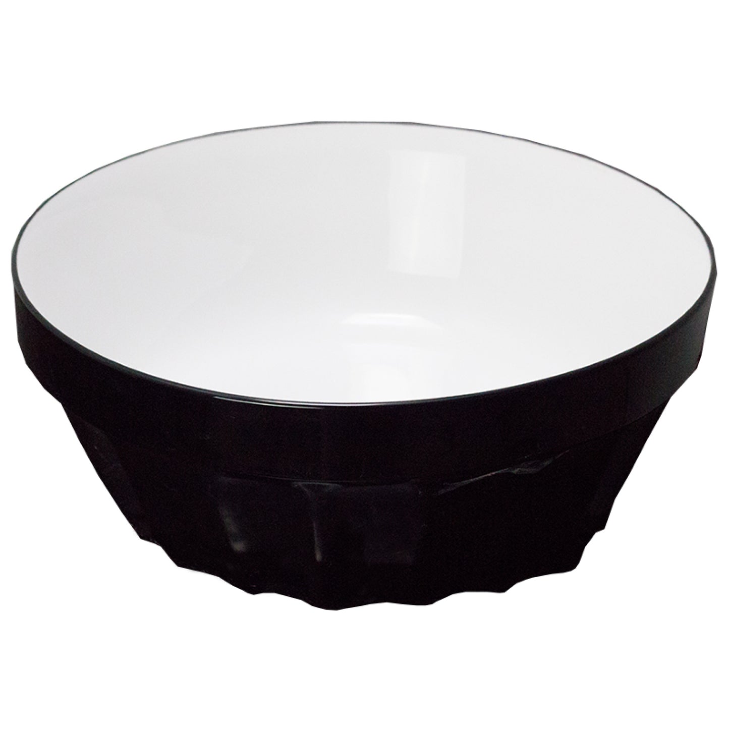 14.09-in. x 14.09-in. Round Bathroom Vessel Sink Black-White Enamel Glaze