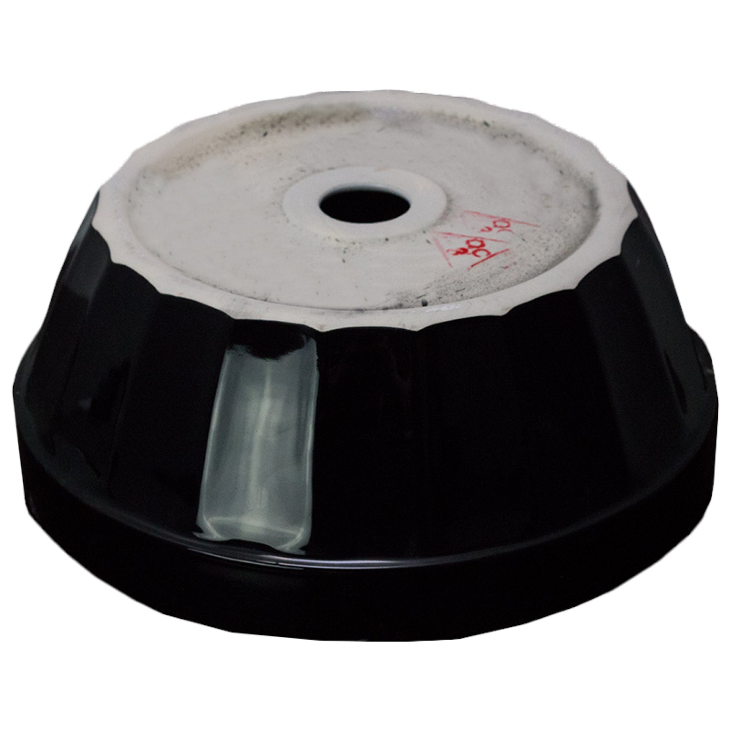 14.09-in. x 14.09-in. Round Bathroom Vessel Sink Black-White Enamel Glaze