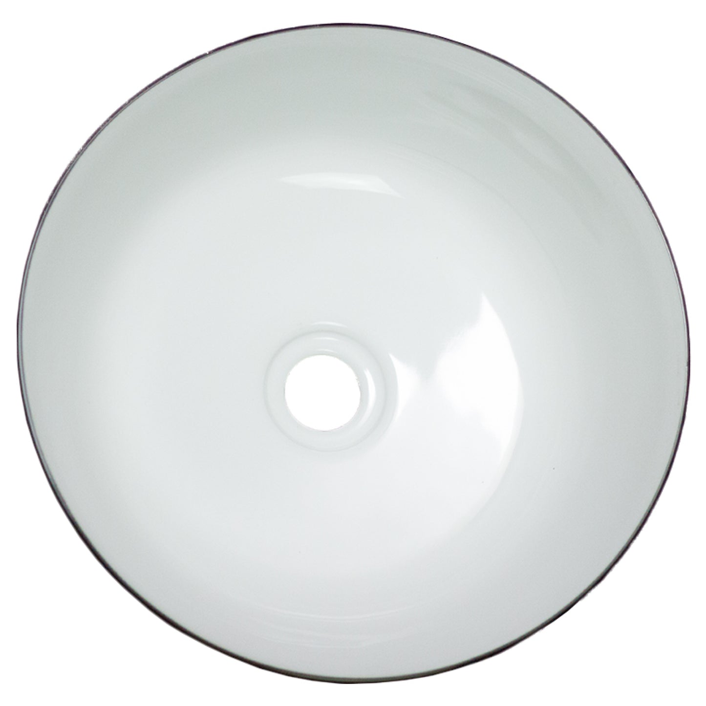 14.09-in. x 14.09-in. Round Bathroom Vessel Sink Black-White Enamel Glaze