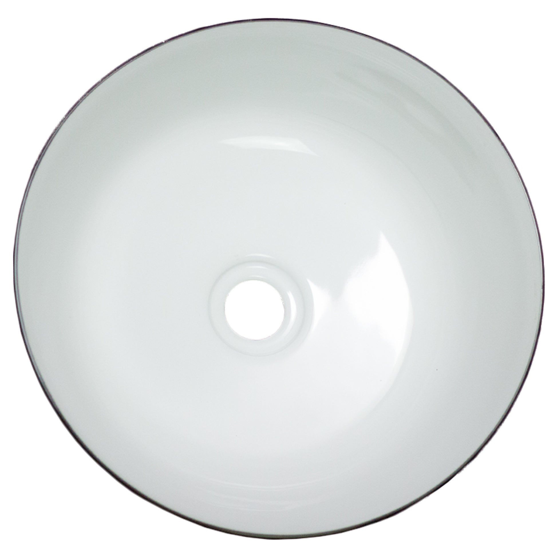 14.09-in. x 14.09-in. Round Bathroom Vessel Sink Black-White Enamel Glaze