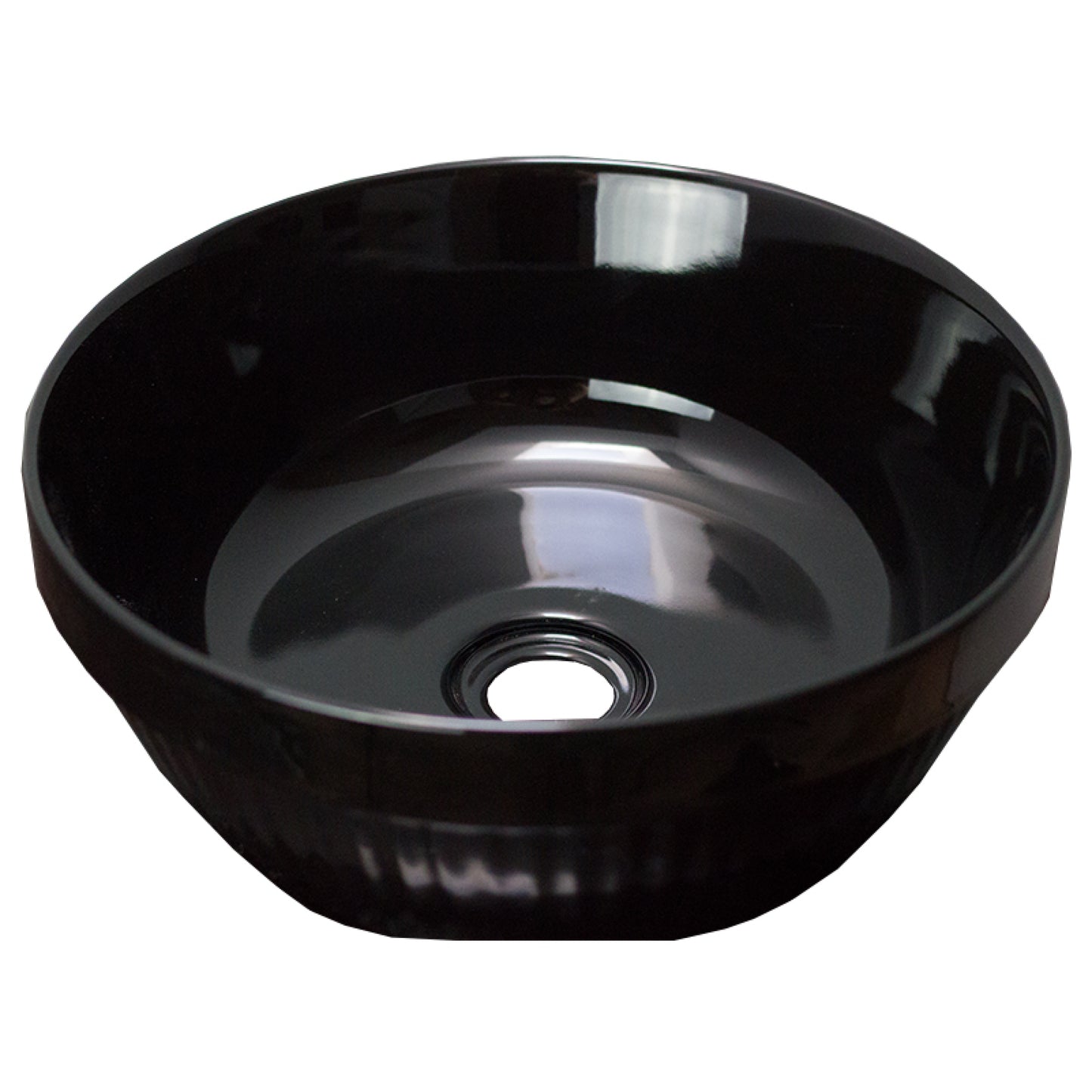 14.09-in. x 14.09-in. Round Bathroom Vessel Sink Black Enamel Glaze
