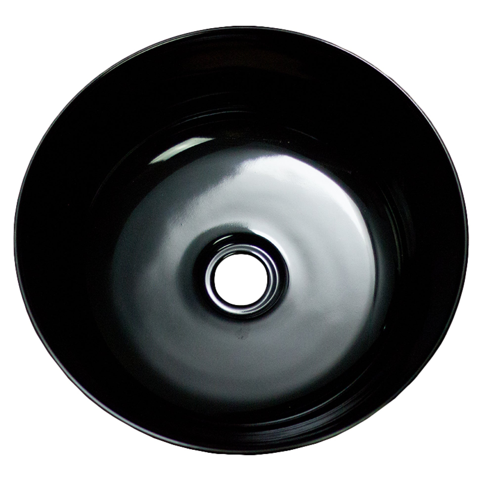 14.09-in. x 14.09-in. Round Bathroom Vessel Sink Black Enamel Glaze