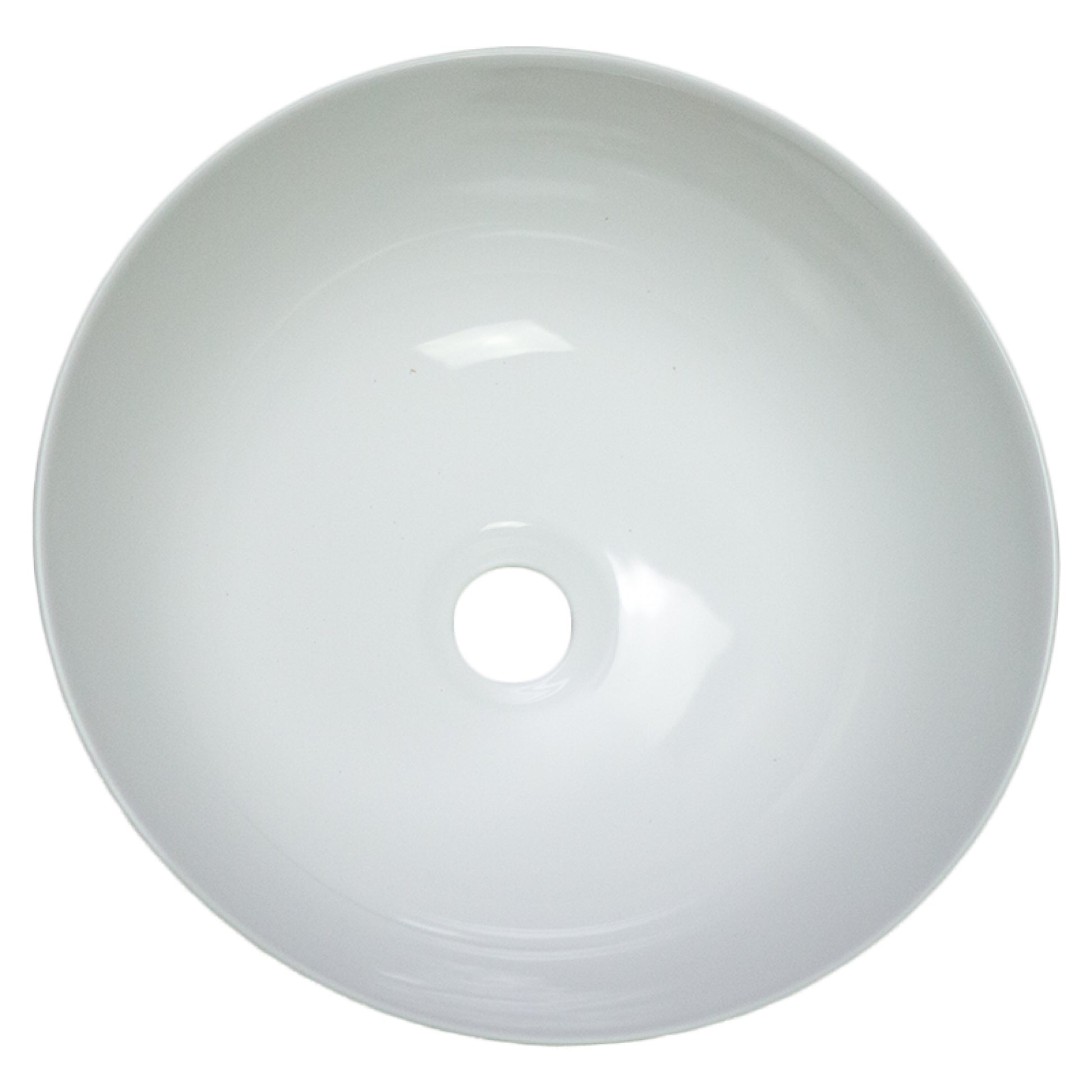 14.09-in. x 14.09-in. Round Bathroom Vessel Sink White Enamel Glaze