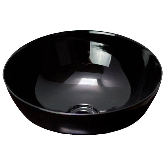 14.09-in. x 14.09-in. Round Bathroom Vessel Sink Black Enamel Glaze