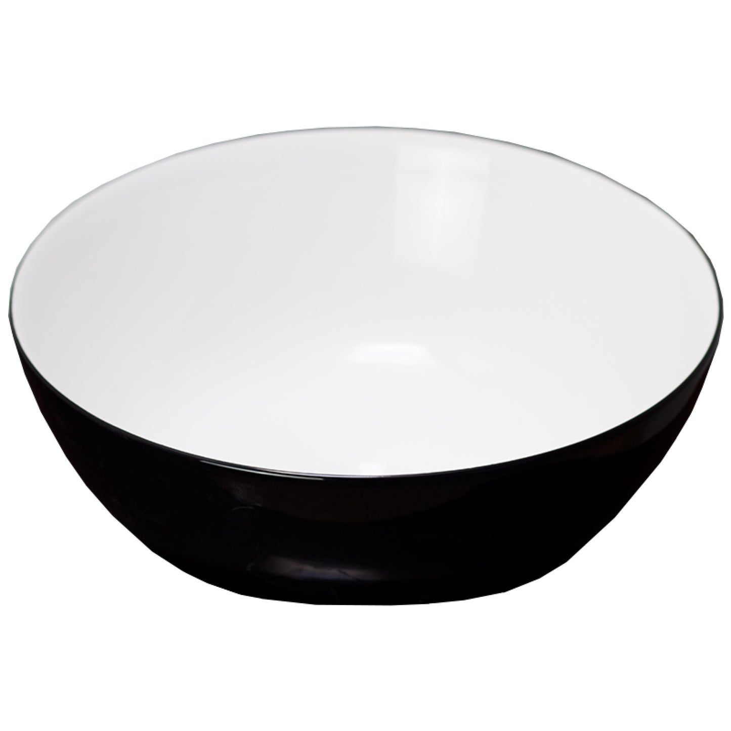 14.09-in. x 14.09-in. Round Bathroom Vessel Sink Black-White Enamel Glaze