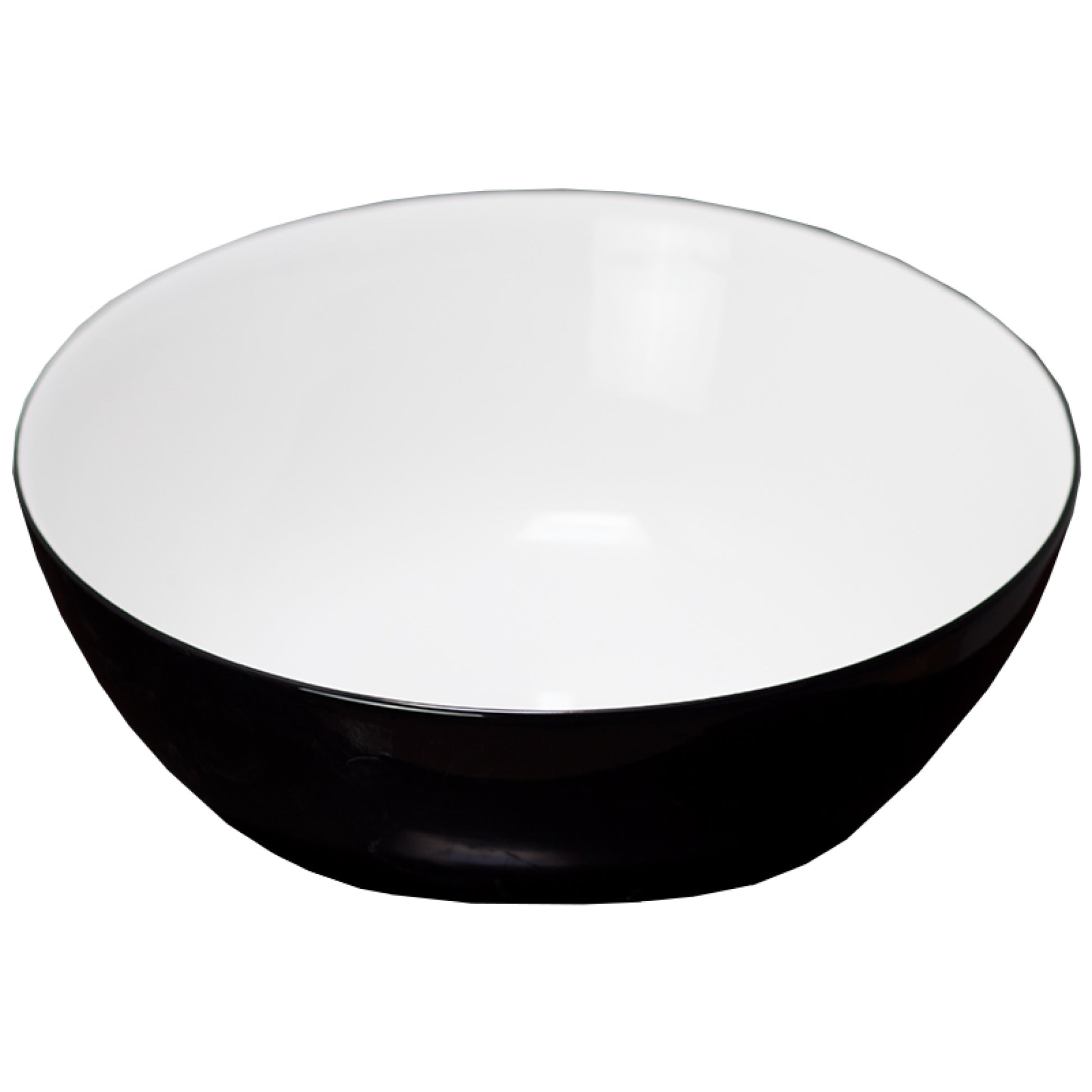14.09-in. x 14.09-in. Round Bathroom Vessel Sink Black-White Enamel Glaze