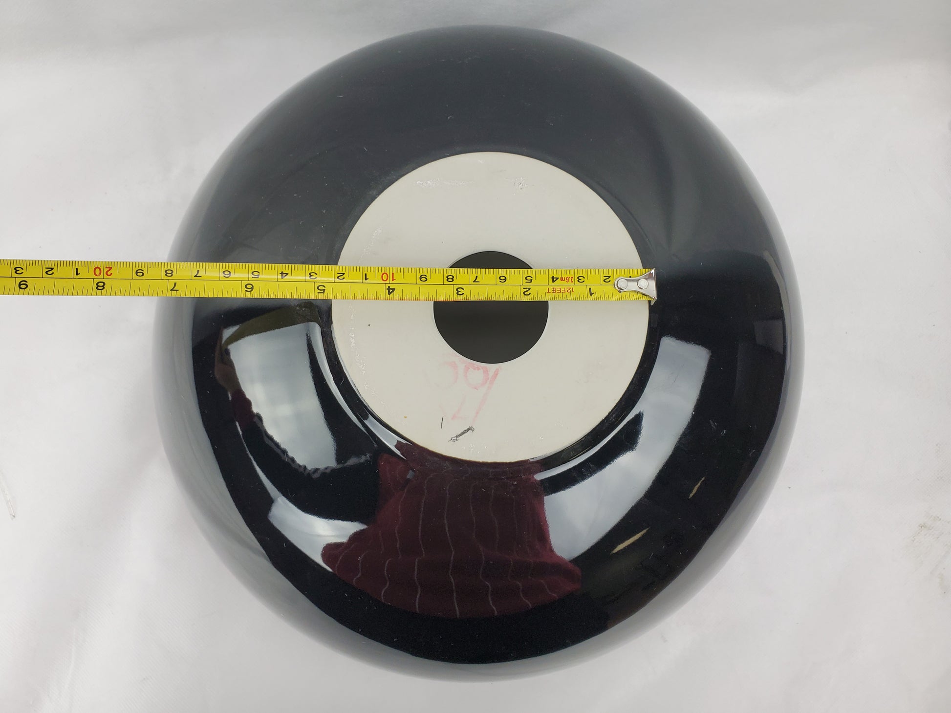 14.09-in. x 14.09-in. Round Bathroom Vessel Sink Black-White Enamel Glaze