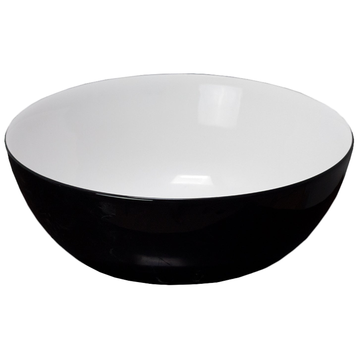 14.09-in. x 14.09-in. Round Bathroom Vessel Sink Black-White Enamel Glaze