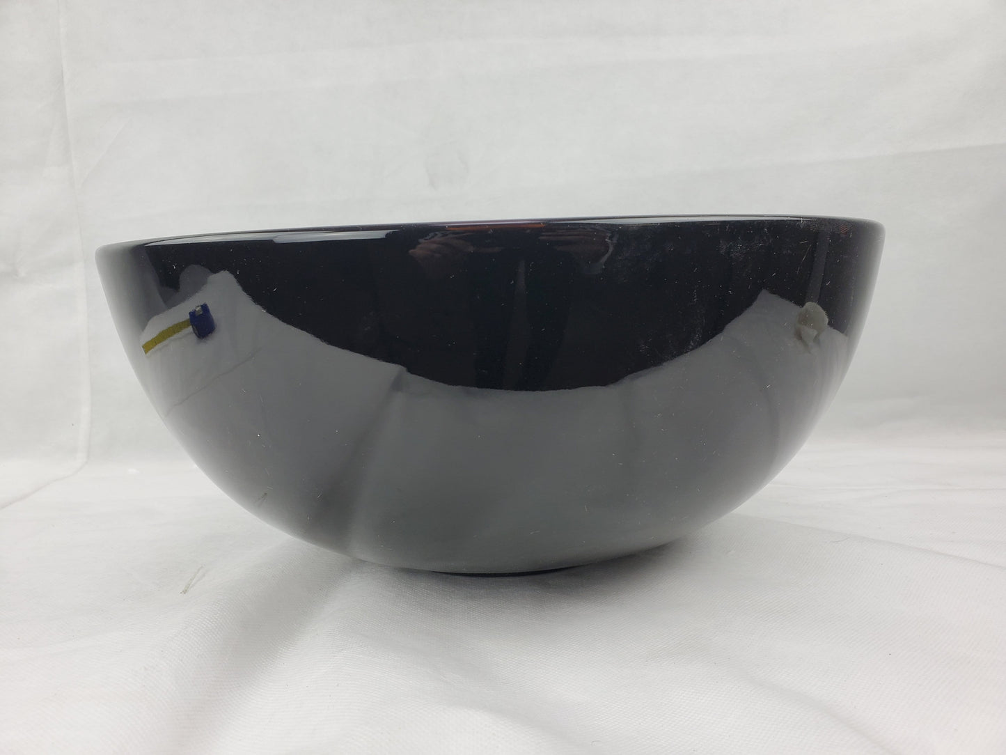 14.09-in. x 14.09-in. Round Bathroom Vessel Sink Black-White Enamel Glaze