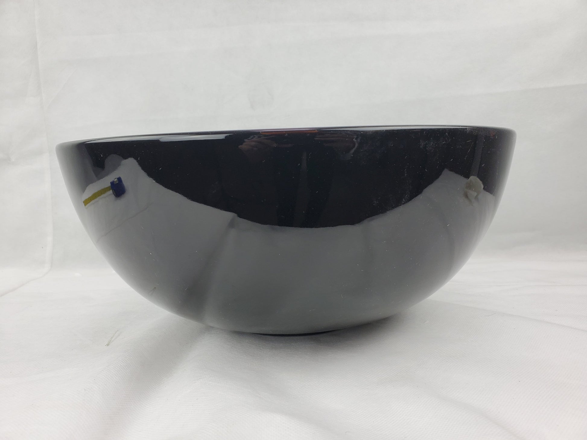 14.09-in. x 14.09-in. Round Bathroom Vessel Sink Black-White Enamel Glaze